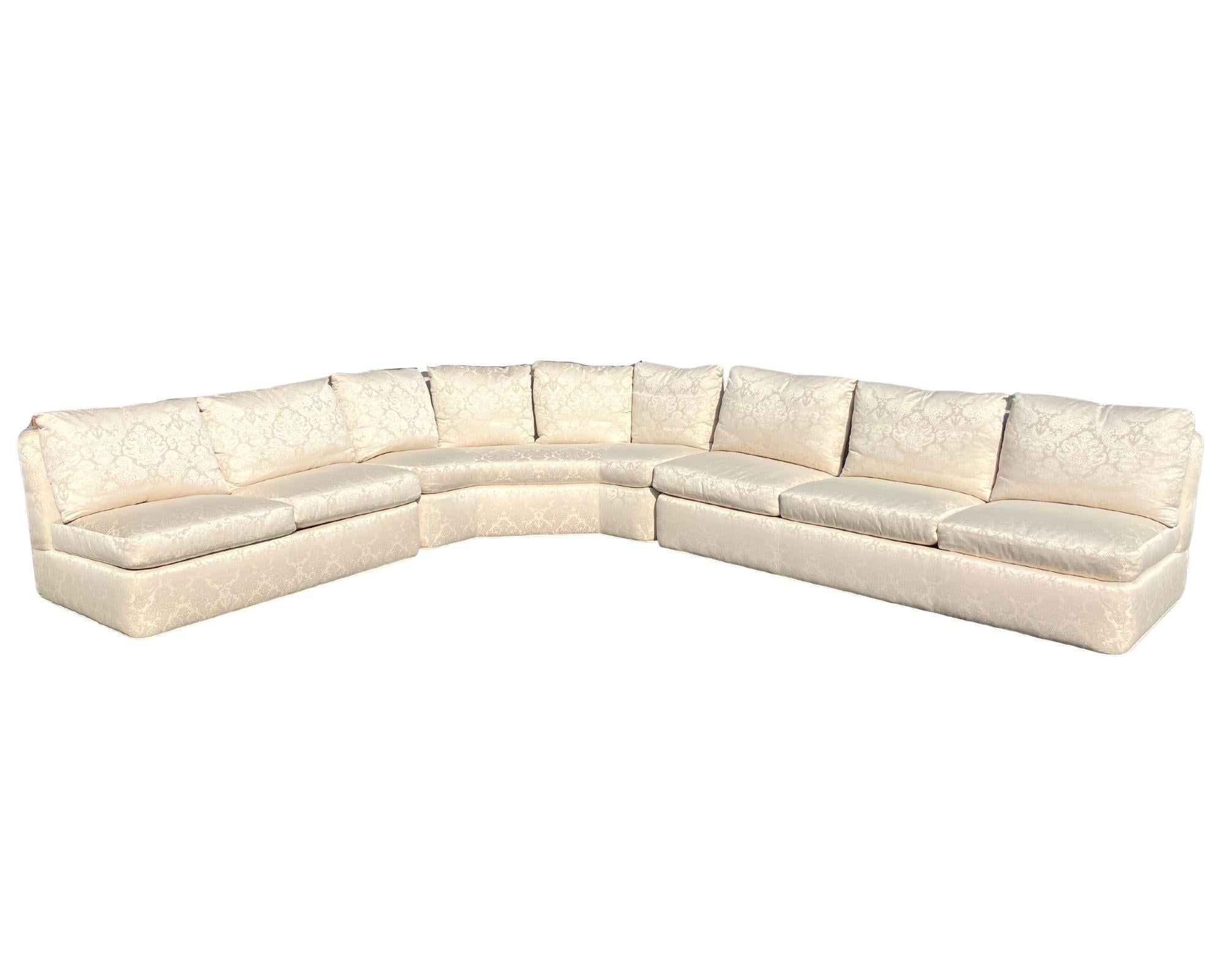 BAKER Mid 20th Century White Armless Three-Piece Sectional Slipper Sofa (Canapé à trois pièces sans accoudoirs) en vente 10