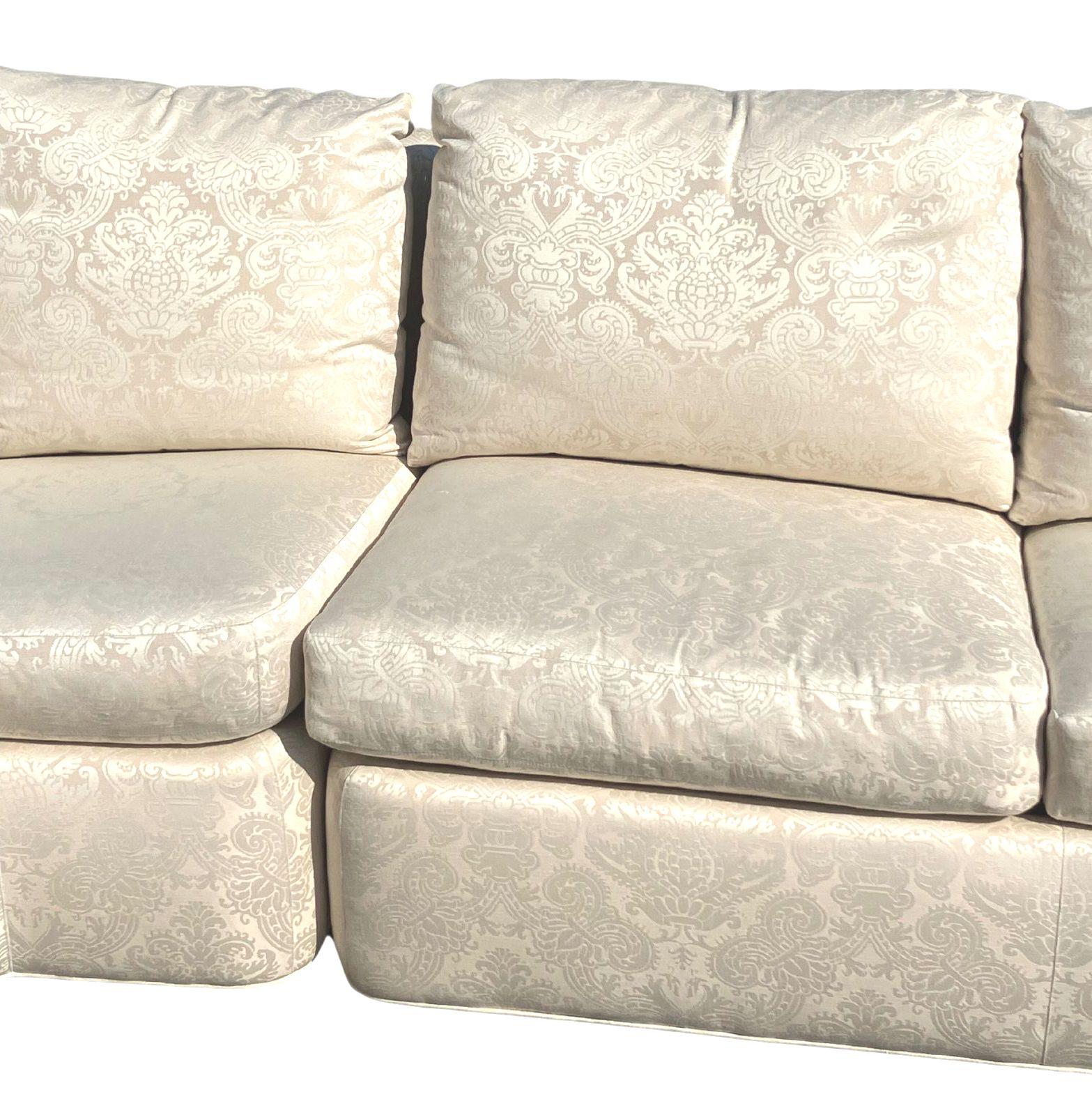 BAKER Mid 20th Century White Armless Three-Piece Sectional Slipper Sofa For Sale 2