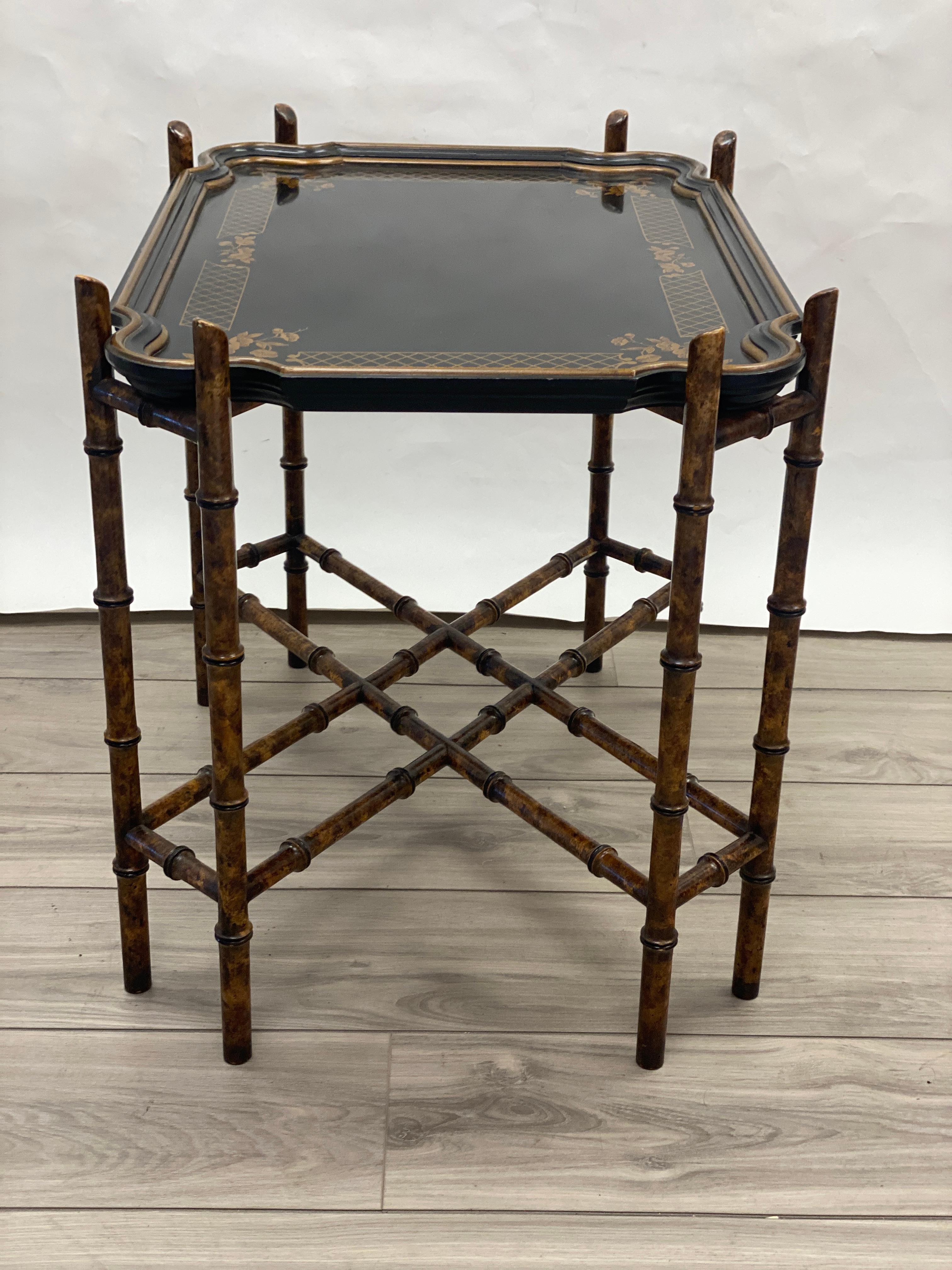 Mid-20th Century Baker Mid-Century Chinoiserie Faux Bamboo Tray Table