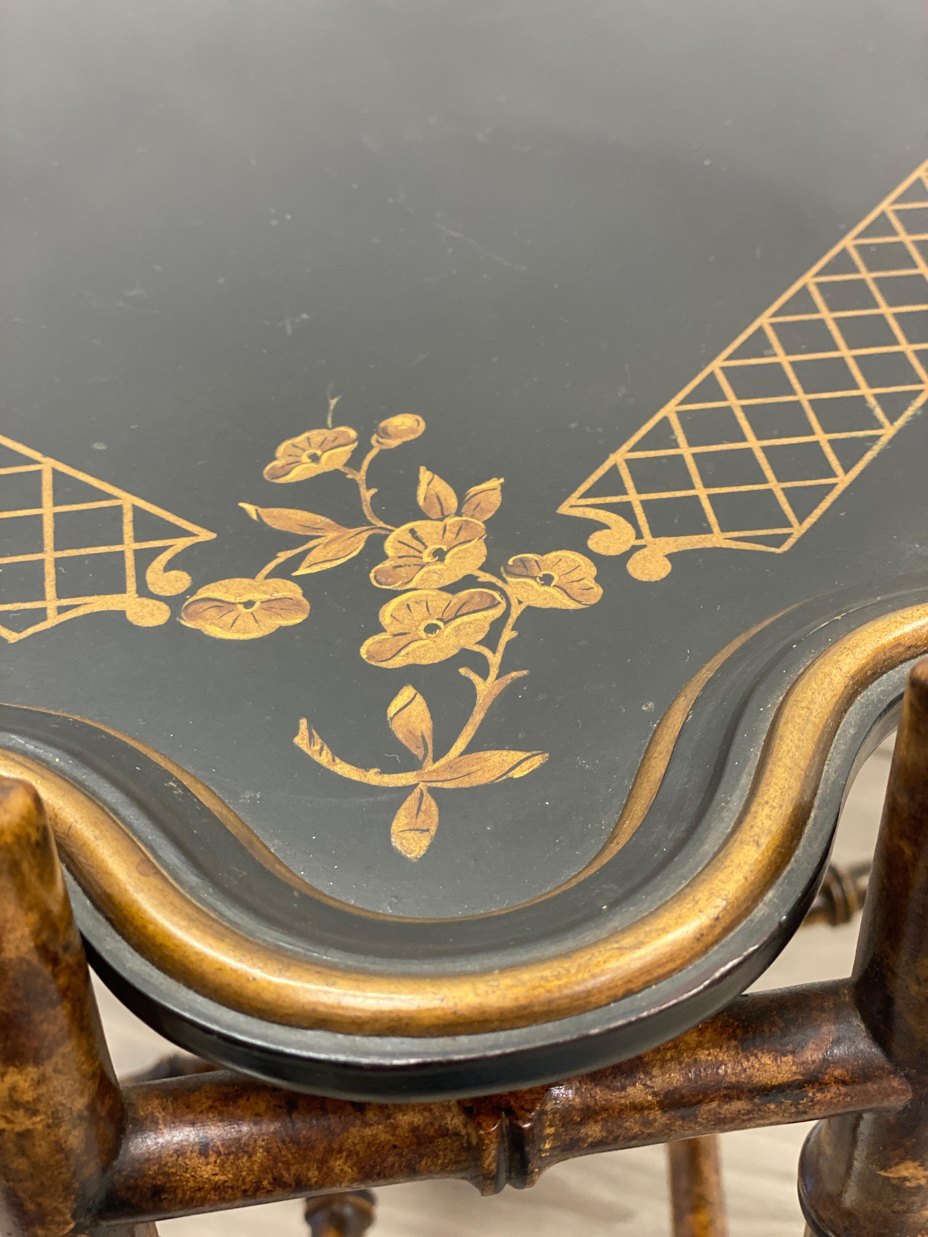 Baker Mid-Century Chinoiserie Faux Bamboo Tray Table 1
