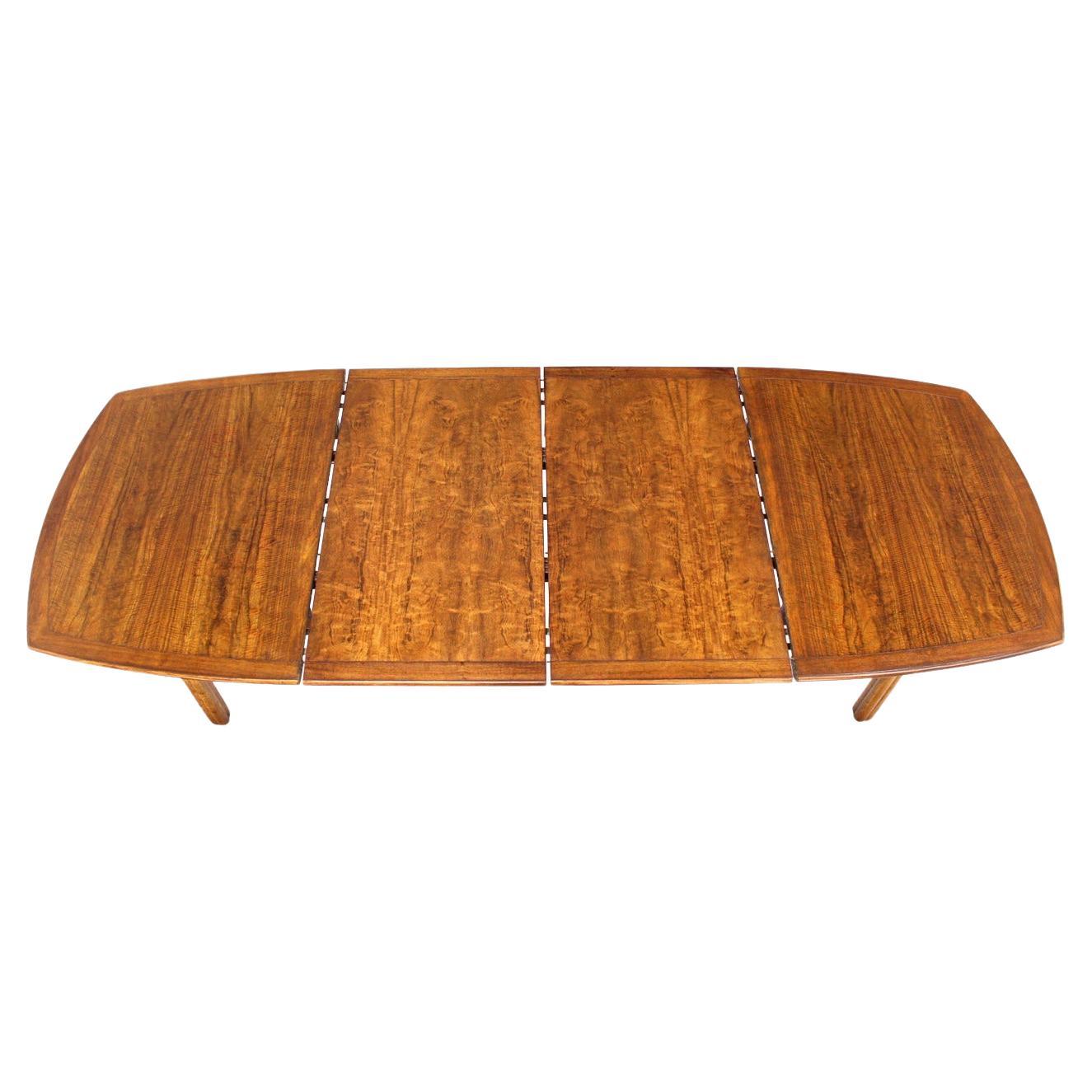 Baker Mid Century Modern Boat Shape Oval Dining Table Two Leaves MINT! For Sale