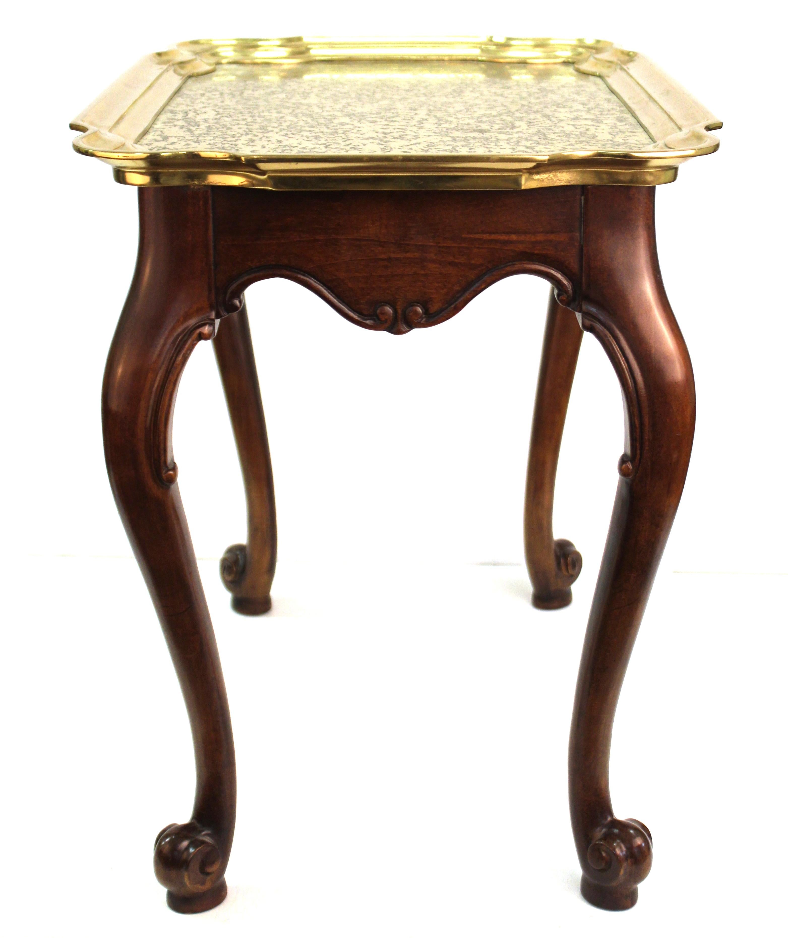 Baker MidCentury Modern French Style Side Table With Brass Top For