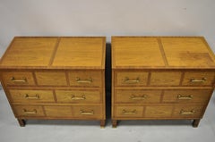 Baker Milling Road Banded Walnut Brass Campaign Bachelor Chest Dresser, a Pair