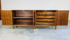 Baker Banded Walnut Chinese Chippendale Dining Server Credenza