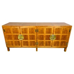 Retro Baker Banded Walnut Chinese Chippendale Dining Server Credenza 