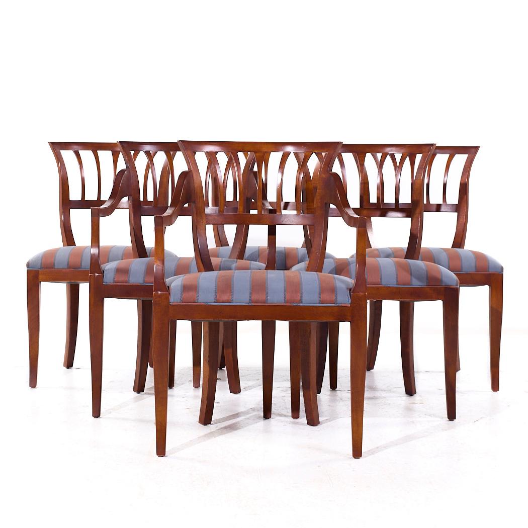 Baker Milling Road Biedermeier Dining Chairs - Set of 6

Each armless chair measures: 22.25 wide x 22.5 deep x 36.25 high, with a seat height of 19.5 inches
Each captains chair measures: 24.25 wide x 22.5 deep x 36.25 high, with a seat height of