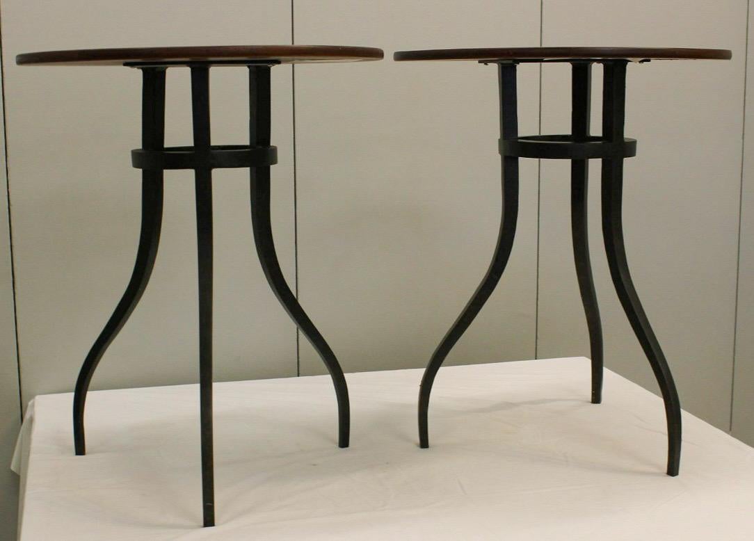 Baker Milling Road British Colonial Style Mahogany & Wrought Iron Side Tables -2 For Sale 5