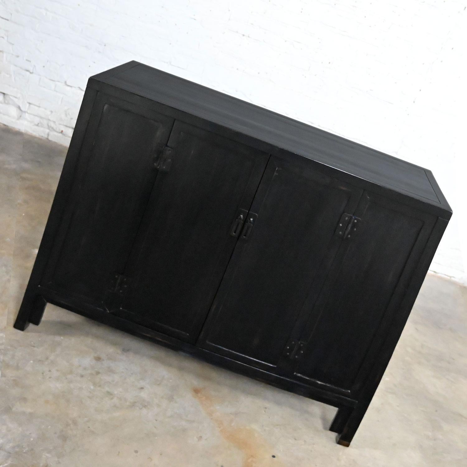 Unknown Baker Milling Road Collection Ebonized Han Style Bar Cabinet or Tall Console