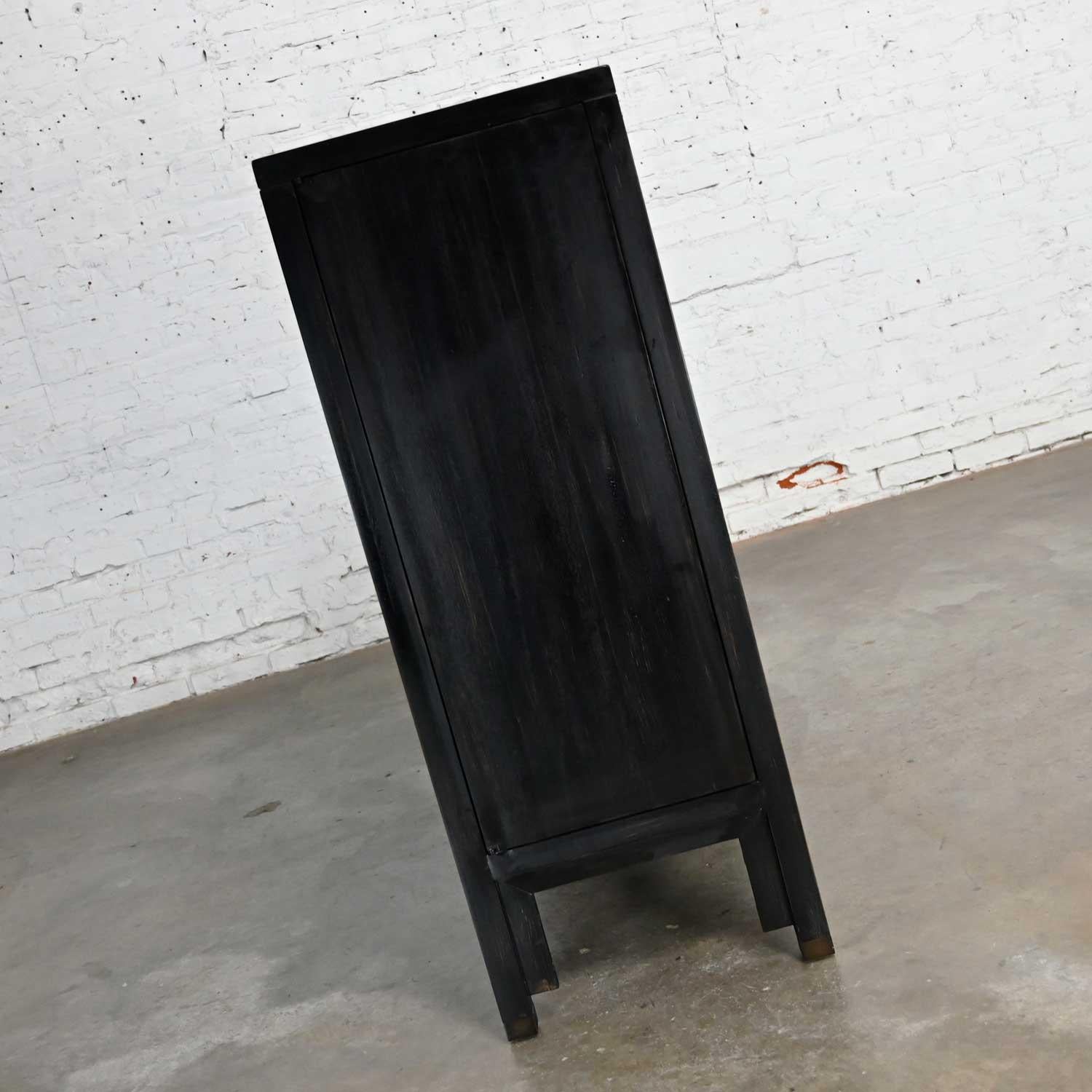 Late 20th Century Baker Milling Road Collection Ebonized Han Style Bar Cabinet or Tall Console