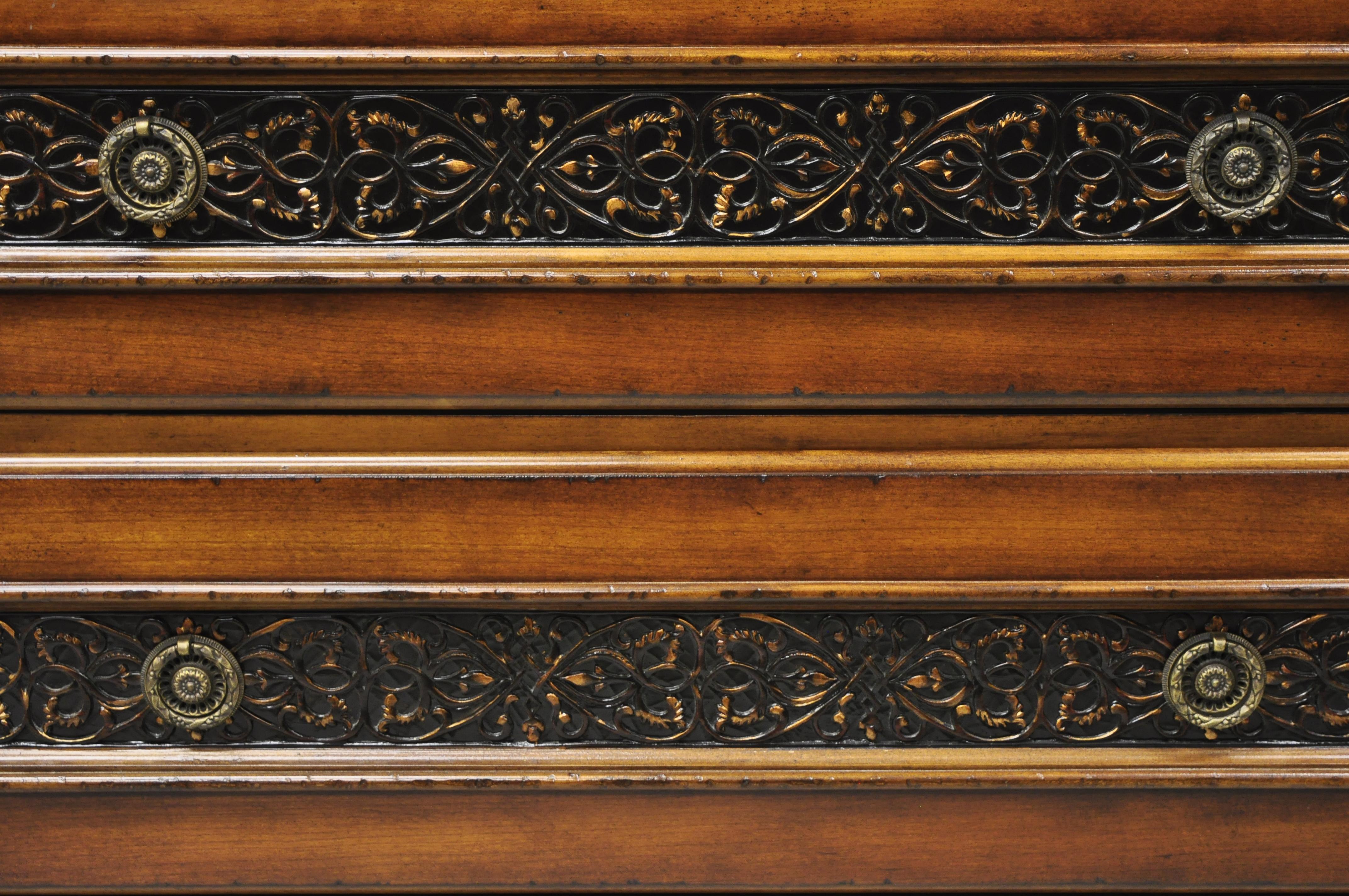 Baker Milling Road French Cherry Burlwood Commode Chest of Drawers Dresser In Good Condition In Philadelphia, PA