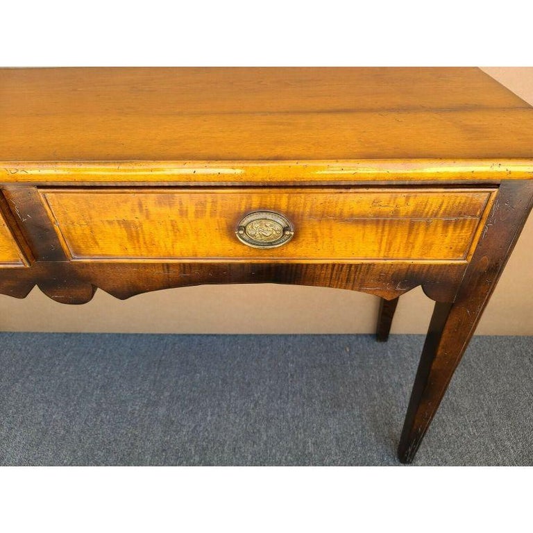 Late 20th Century Baker Milling Road Italian Solid Maple 2 Drawer Console Sofa Table Italy For Sale