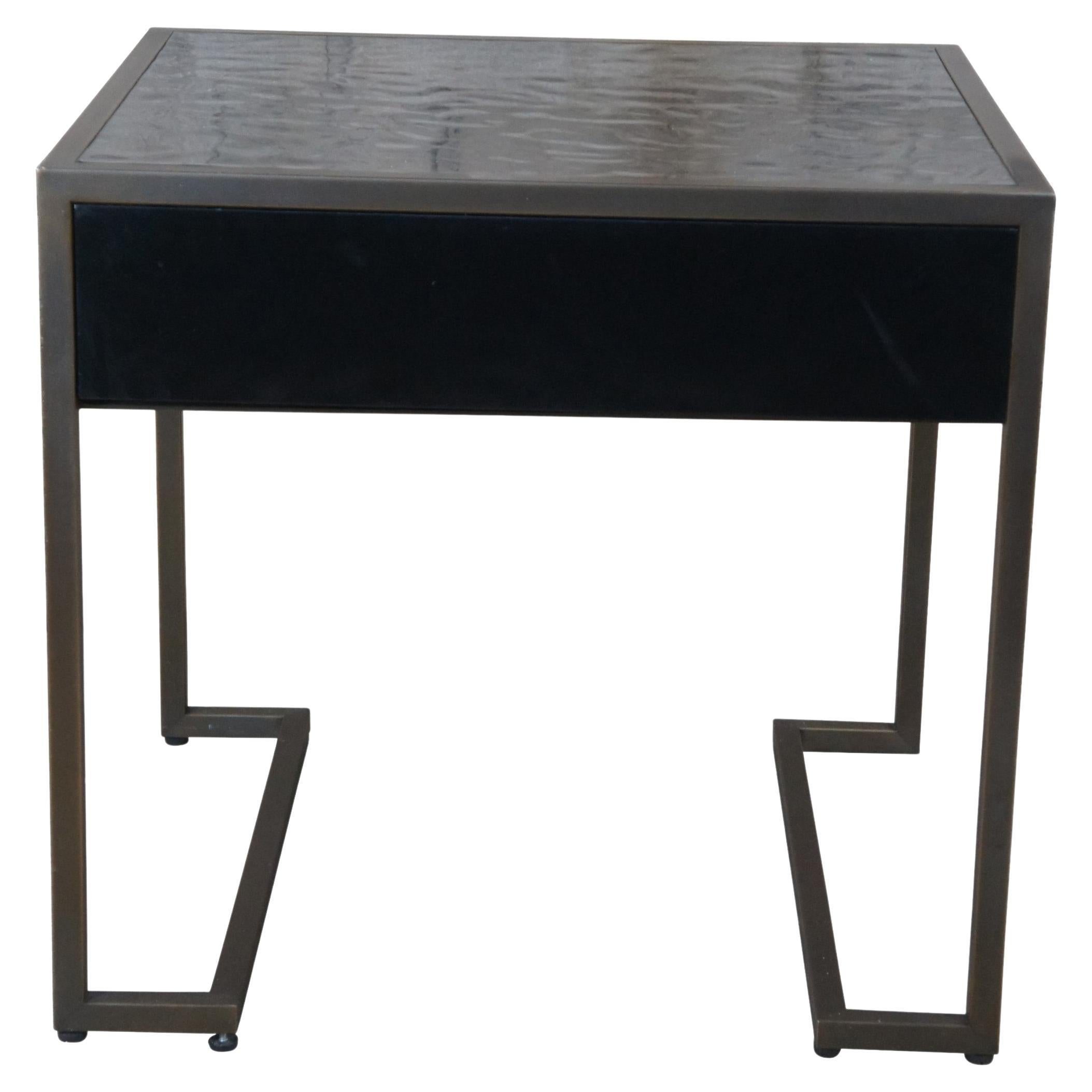 Baker Milling Road Kara Mann Modern Lacquer & Metal Side End Table Nightstand For Sale