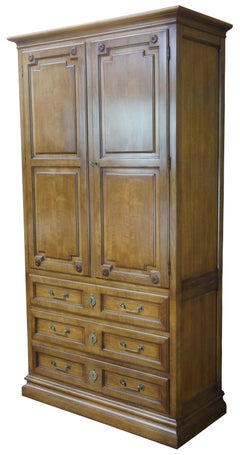 Baker Milling Road Neoclassical Walnut Linen Press Dresser Armoire Wardrobe