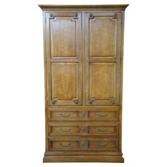 Baker Milling Road Neoclassical Walnut Linen Press Dresser Armoire Wardrobe