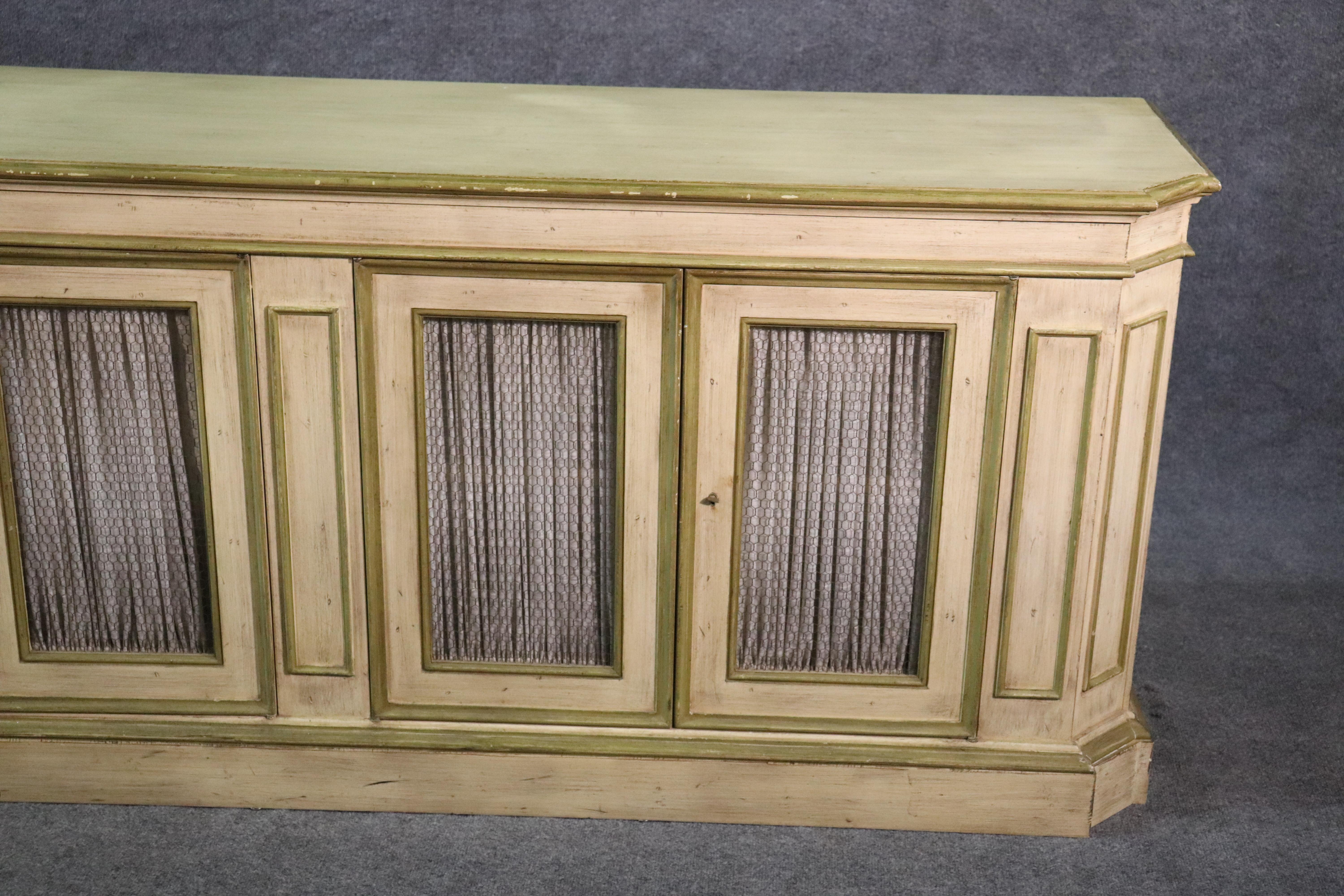 Hollywood Regency Baker Milling Road Paint Decorated Venetian Style Sideboard Buffet Server C1950