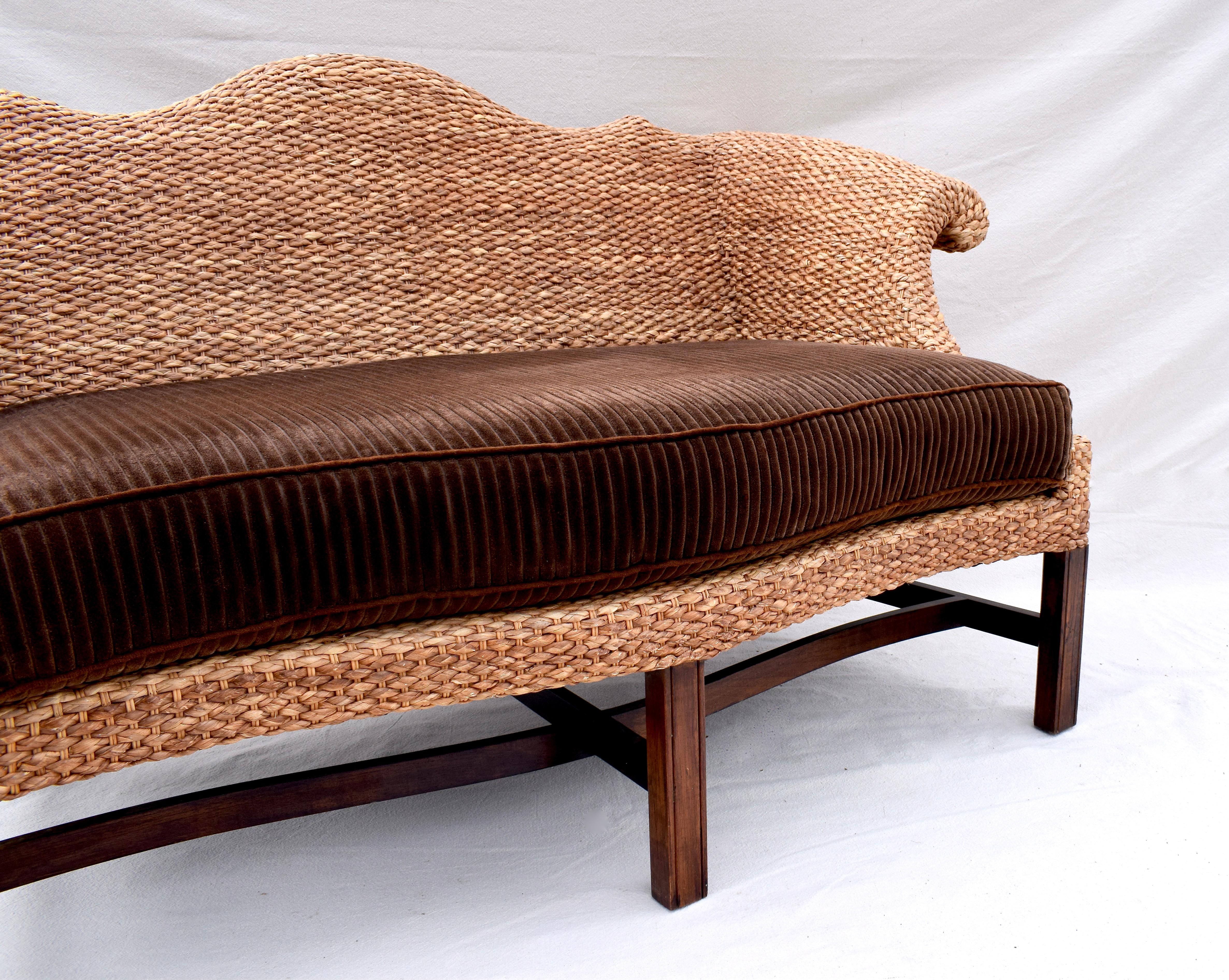 Baker Milling Road Small Scale Hyacinth Rattan George III Sofa 1