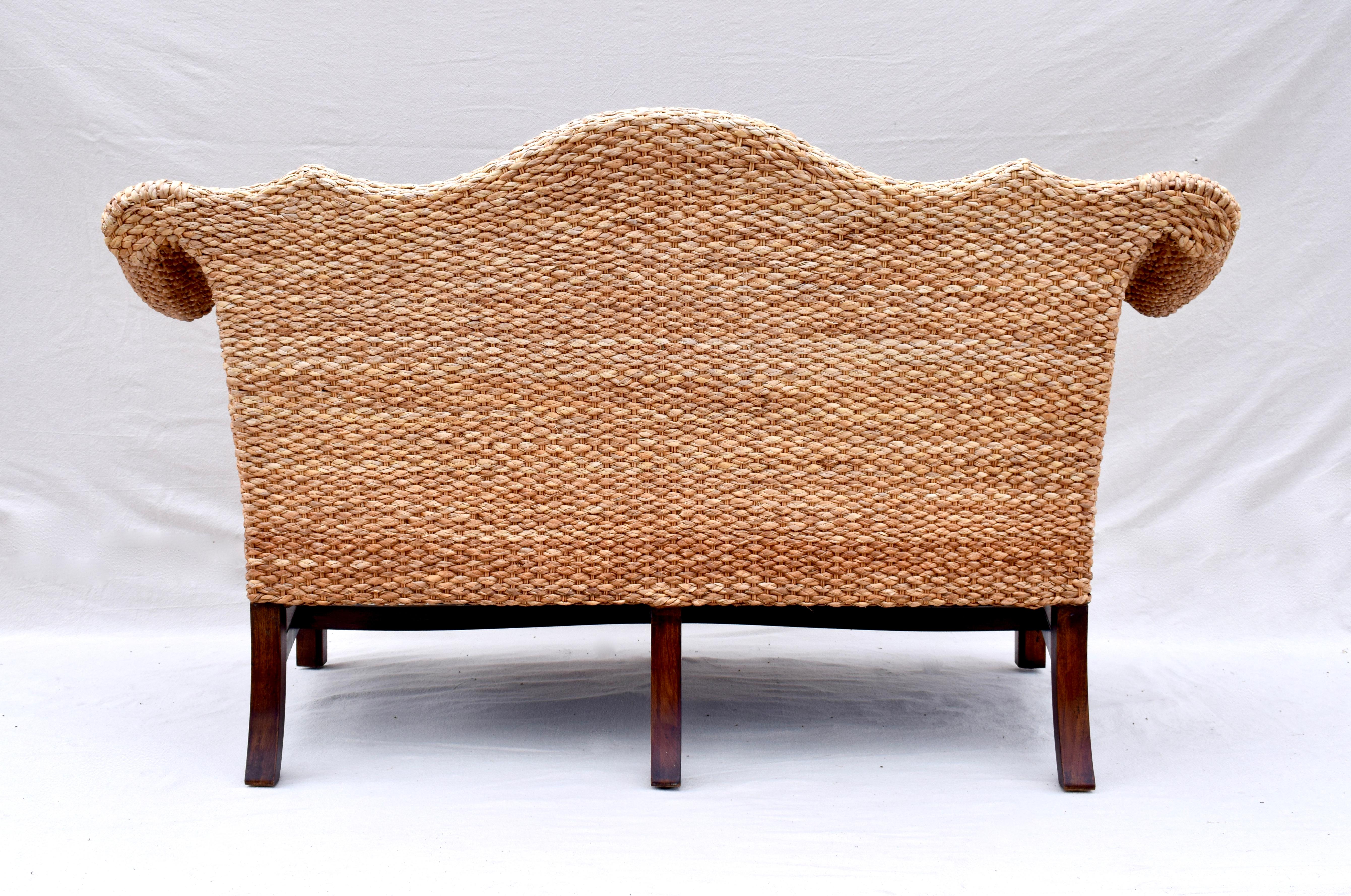 Woven Baker Milling Road Small Scale Hyacinth Rattan George III Sofa