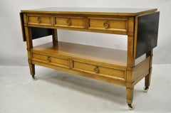 Baker Milling Road Walnut Hollywood Regency Server Rolling Bar Cart Table