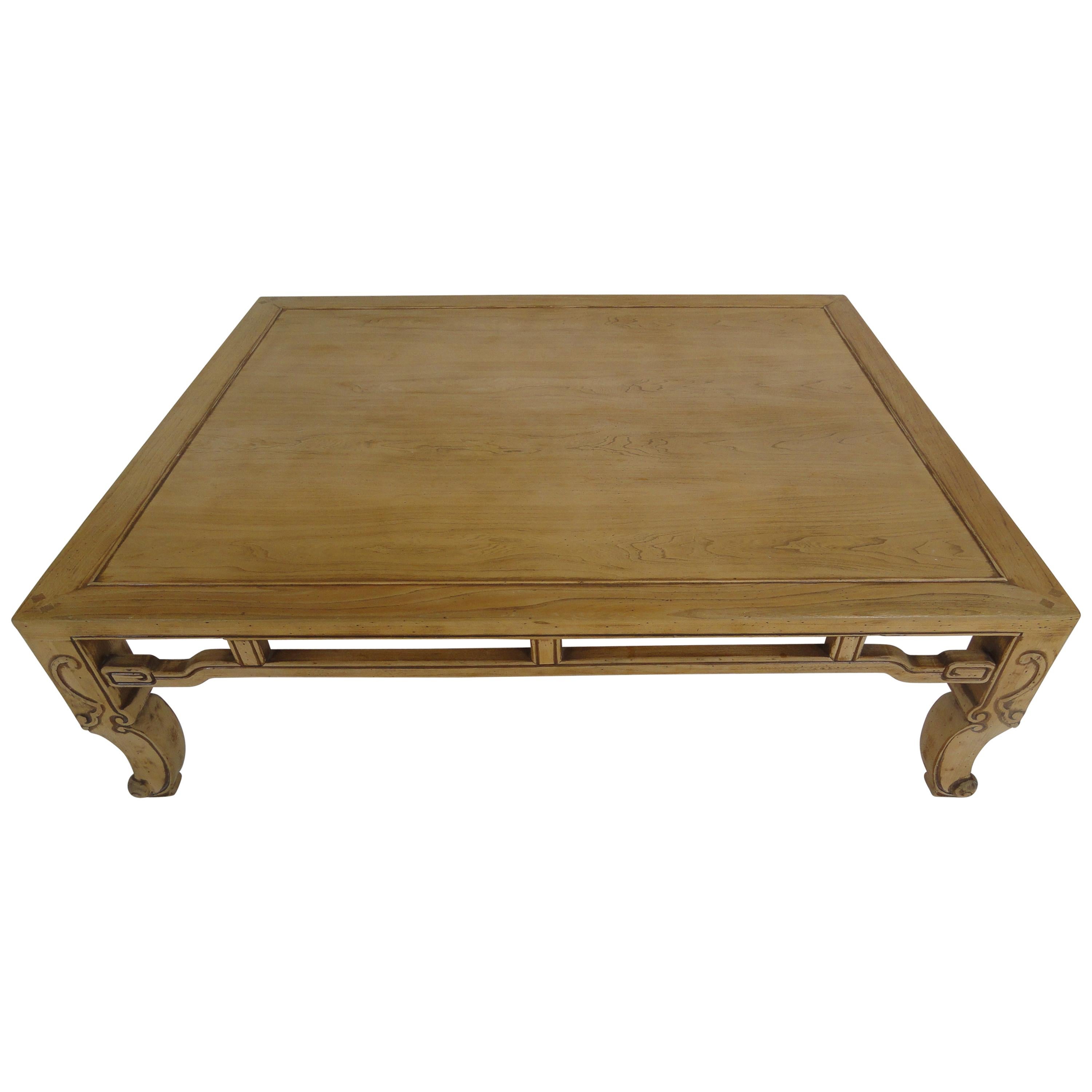 Baker Ming Style Coffee Table In Natural Finish For Sale
