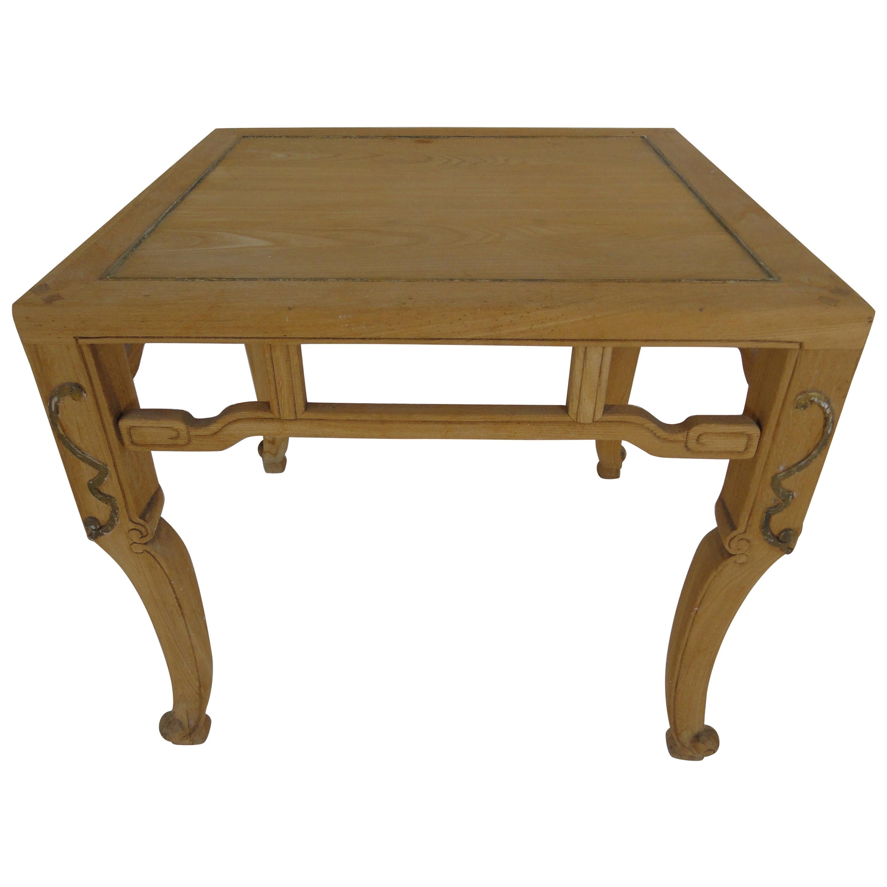 Baker Ming Style Natural Finish End Table For Sale