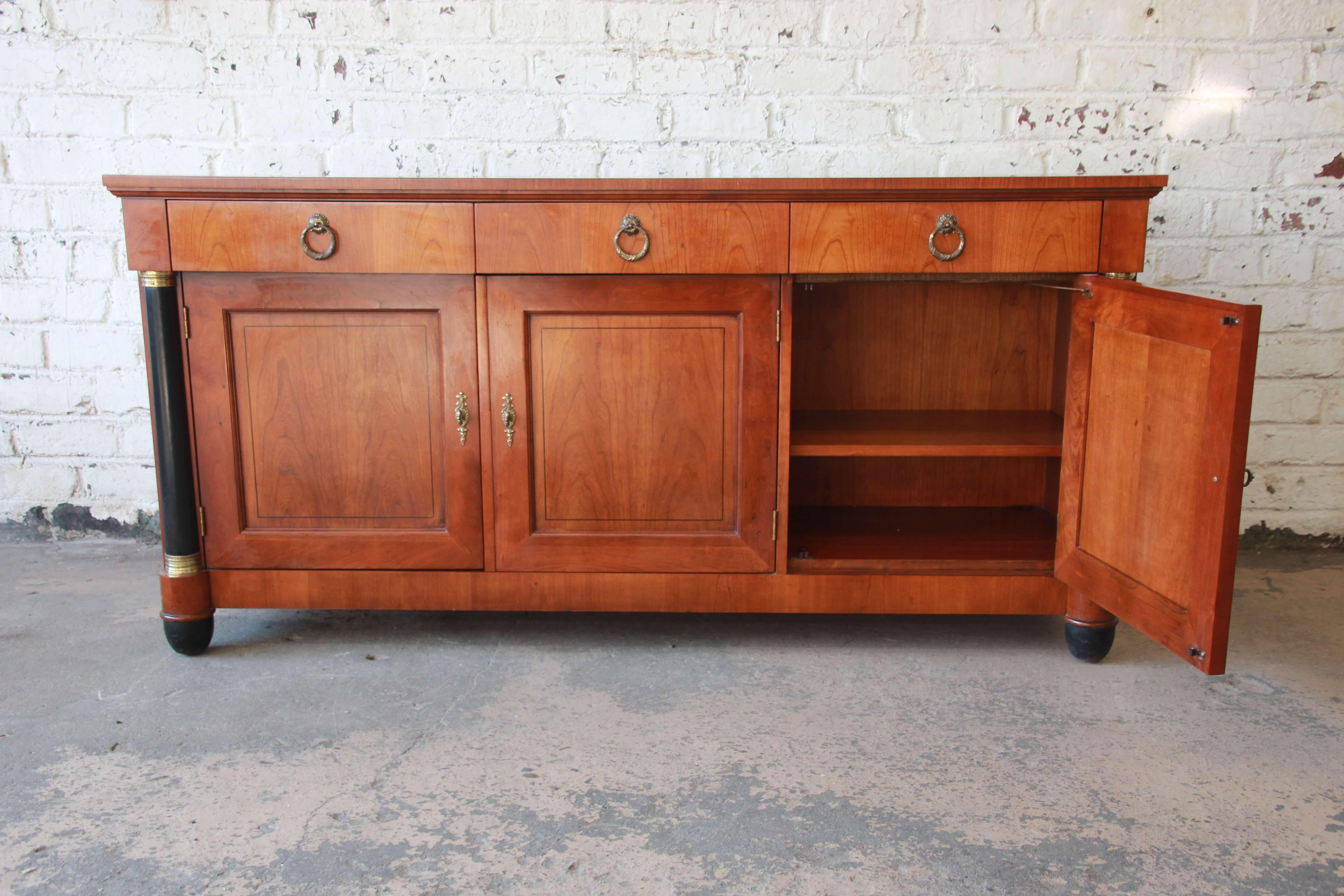 Baker Neoclassical Cherrywood Sideboard Credenza In Good Condition In South Bend, IN