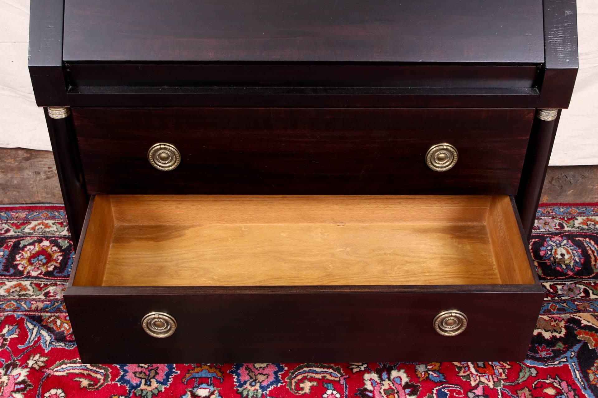 Baker Neoclassical Ebonized Secretary Bookcase 9