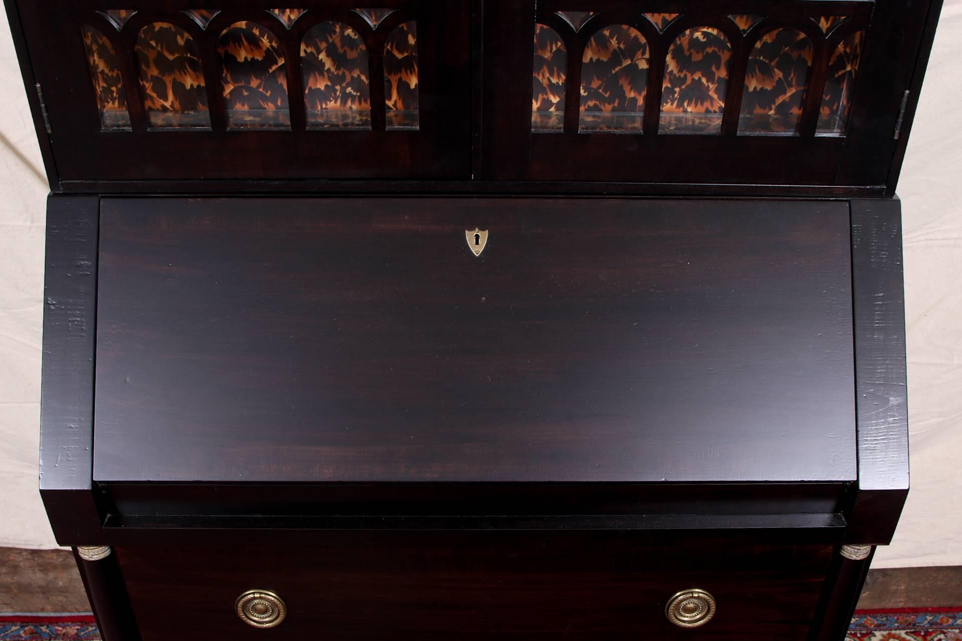 Baker Neoclassical Ebonized Secretary Bookcase 3