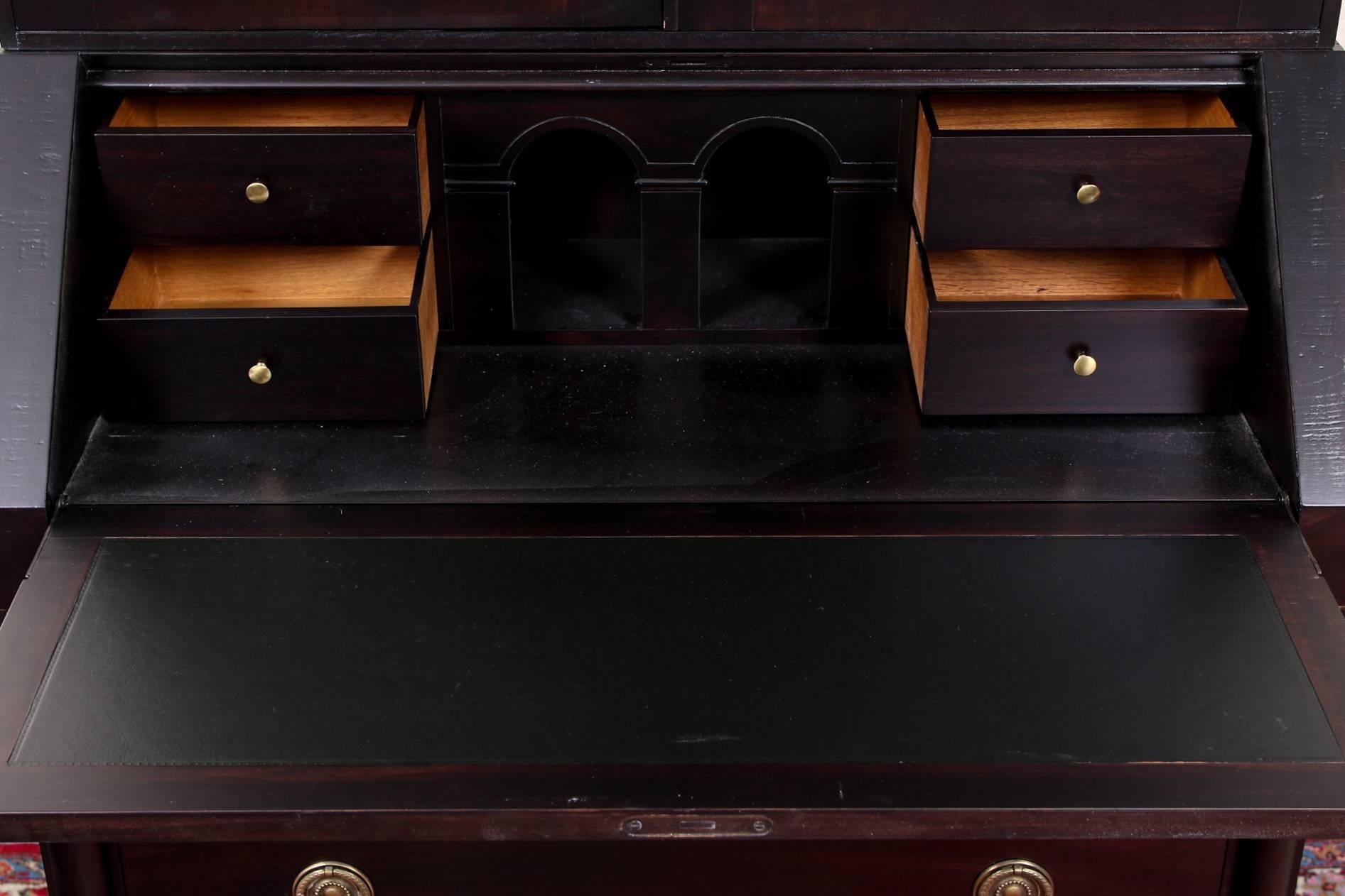 Baker Neoclassical Ebonized Secretary Bookcase 5