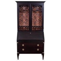 Baker Neoclassical Ebonized Secretary Bookcase