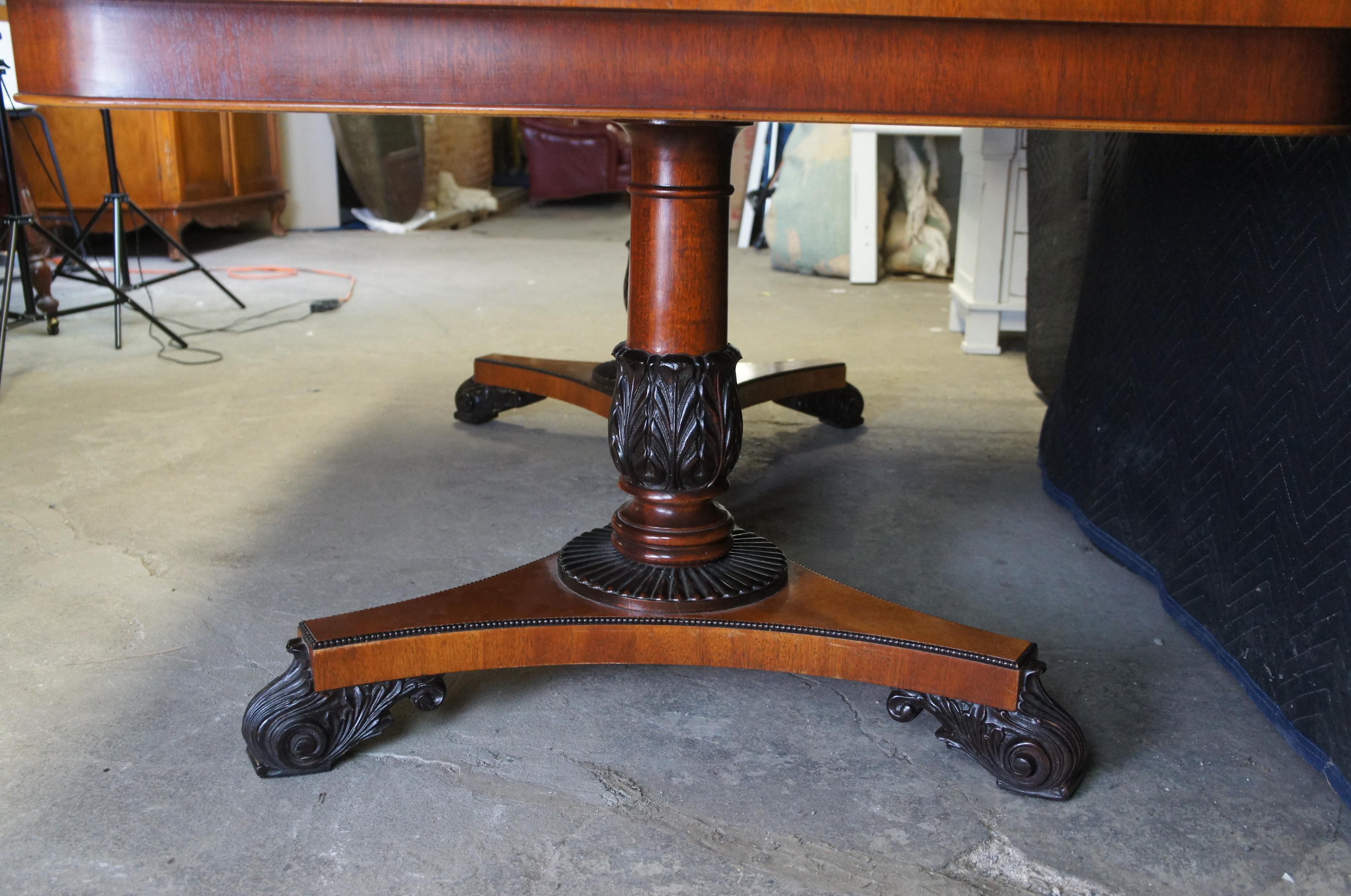 Baker Neoclassical French Empire Mahogany Inlaid Satinwood Dining Table 120