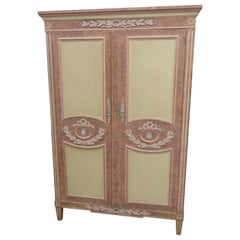 Baker Paint Decorated Neoclassical Style Armoire with Fitted Interior