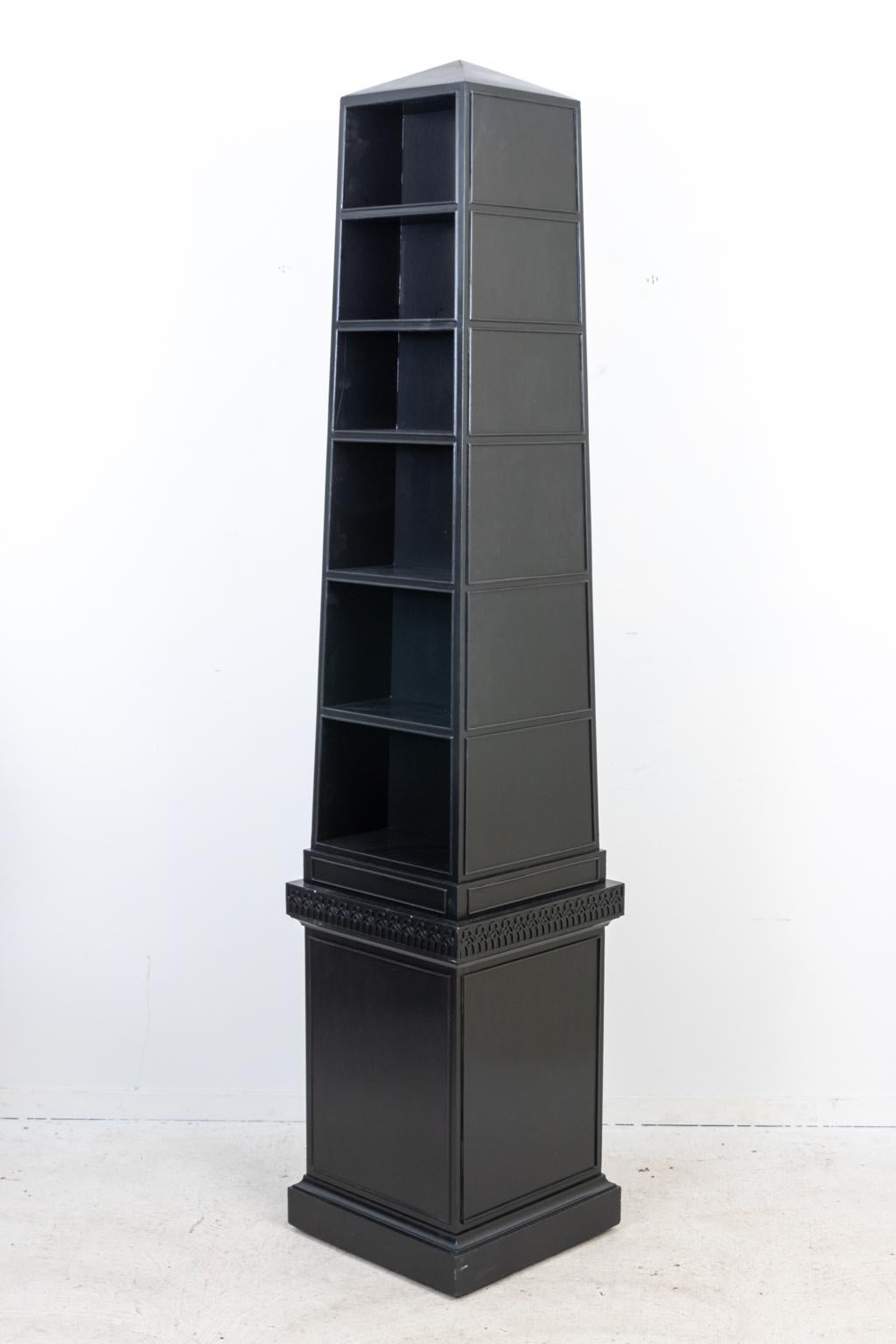 Hollywood Regency Baker Obelisk Bookcase