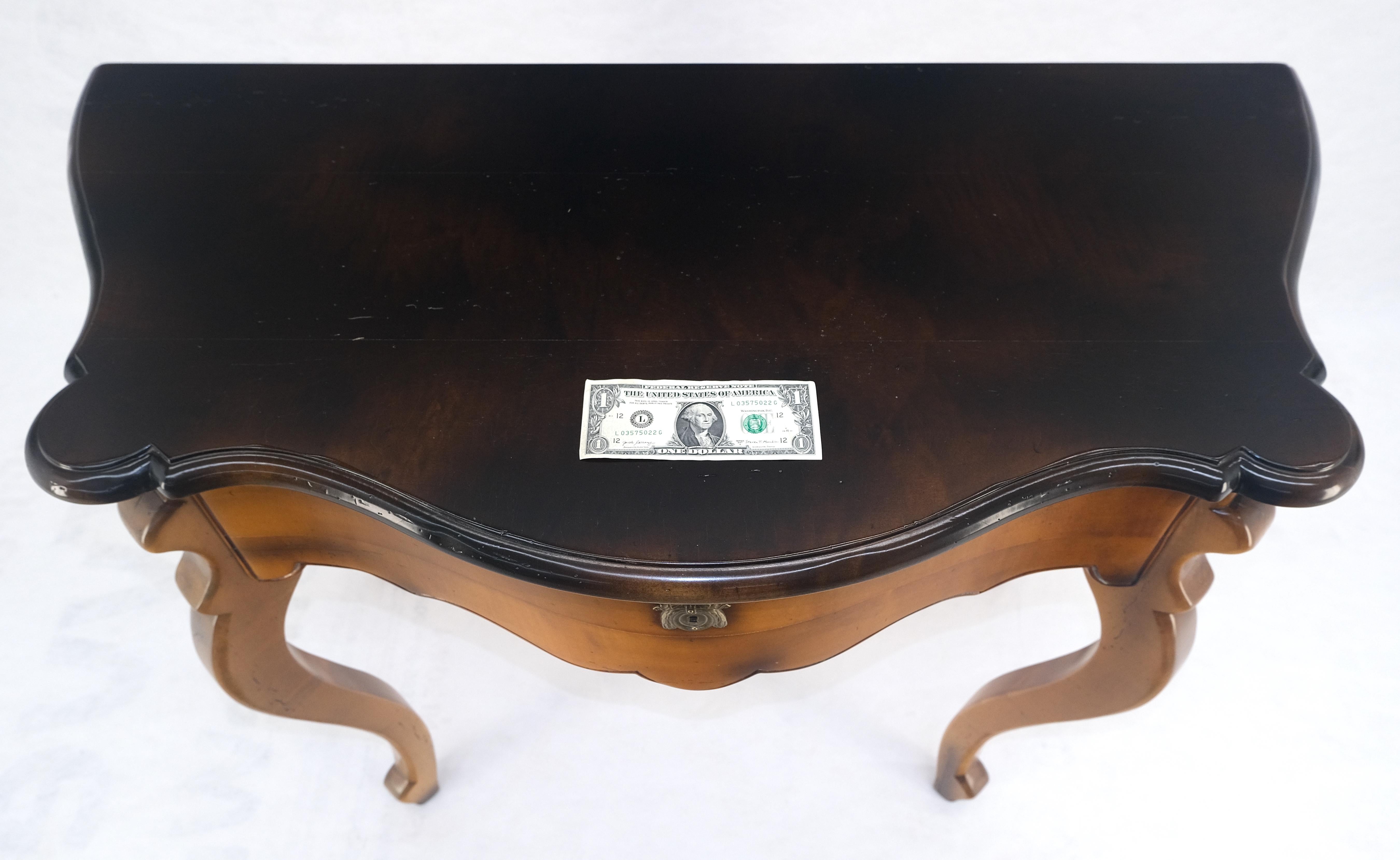 Baker One Drawer Cabriole Leg Fruitwood Paper Finished Drawer Console Table MINT For Sale 6