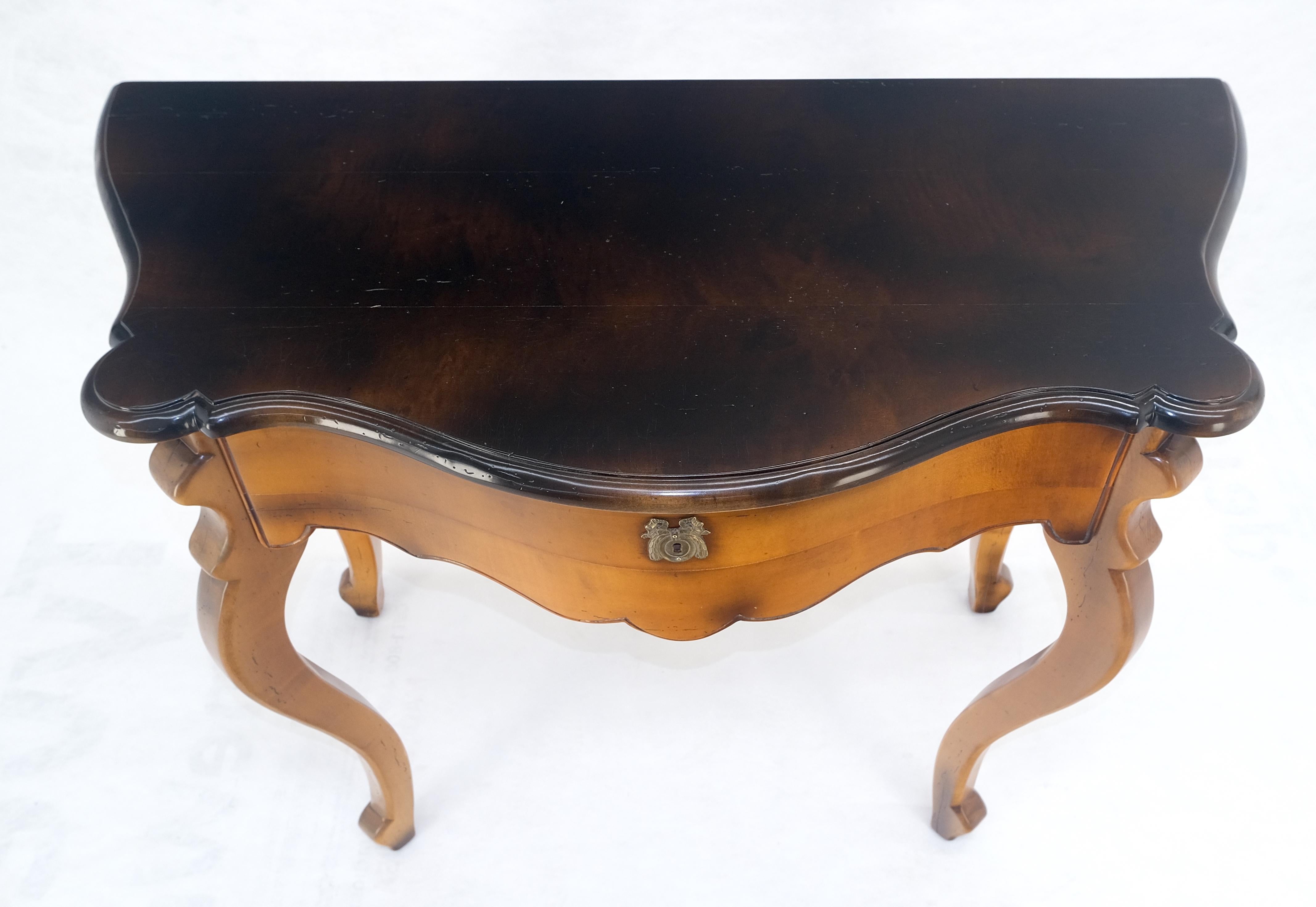 American Baker One Drawer Cabriole Leg Fruitwood Paper Finished Drawer Console Table MINT For Sale