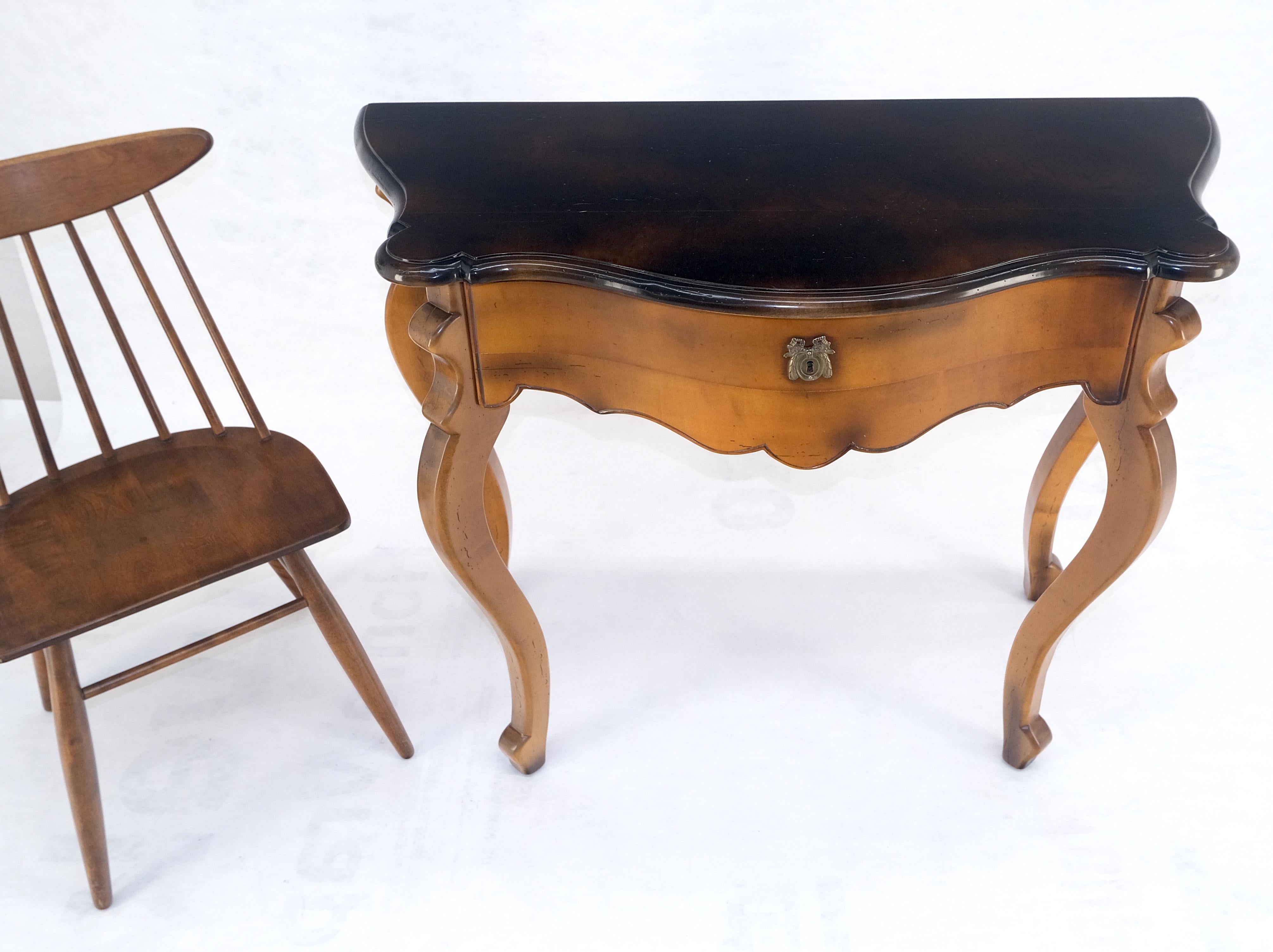 20th Century Baker One Drawer Cabriole Leg Fruitwood Paper Finished Drawer Console Table MINT For Sale