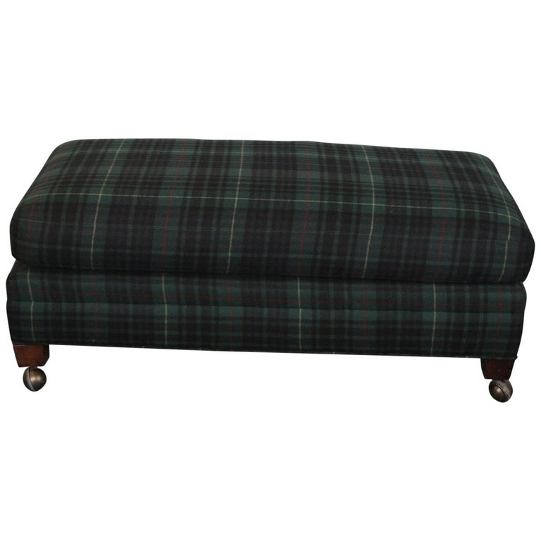 Baker Ottoman W/Ralph Lauren Italian Plaid Fabric For Sale at 1stdibs