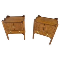 Baker Pair Butlers Style Two Doors One Drawer Nightstands End Lamp Tables MINT!