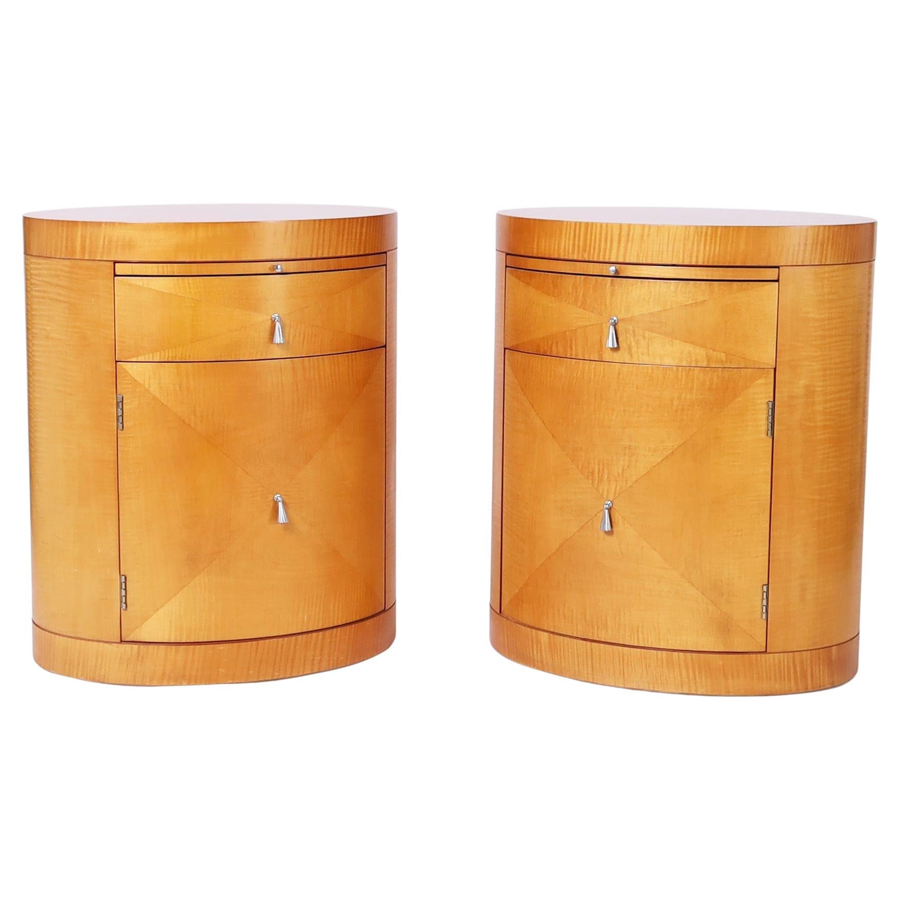 Baker Pair of Art Deco Style Drum Form Stands