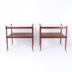 Baker Pair of Vintage British Colonial Caned Stands
