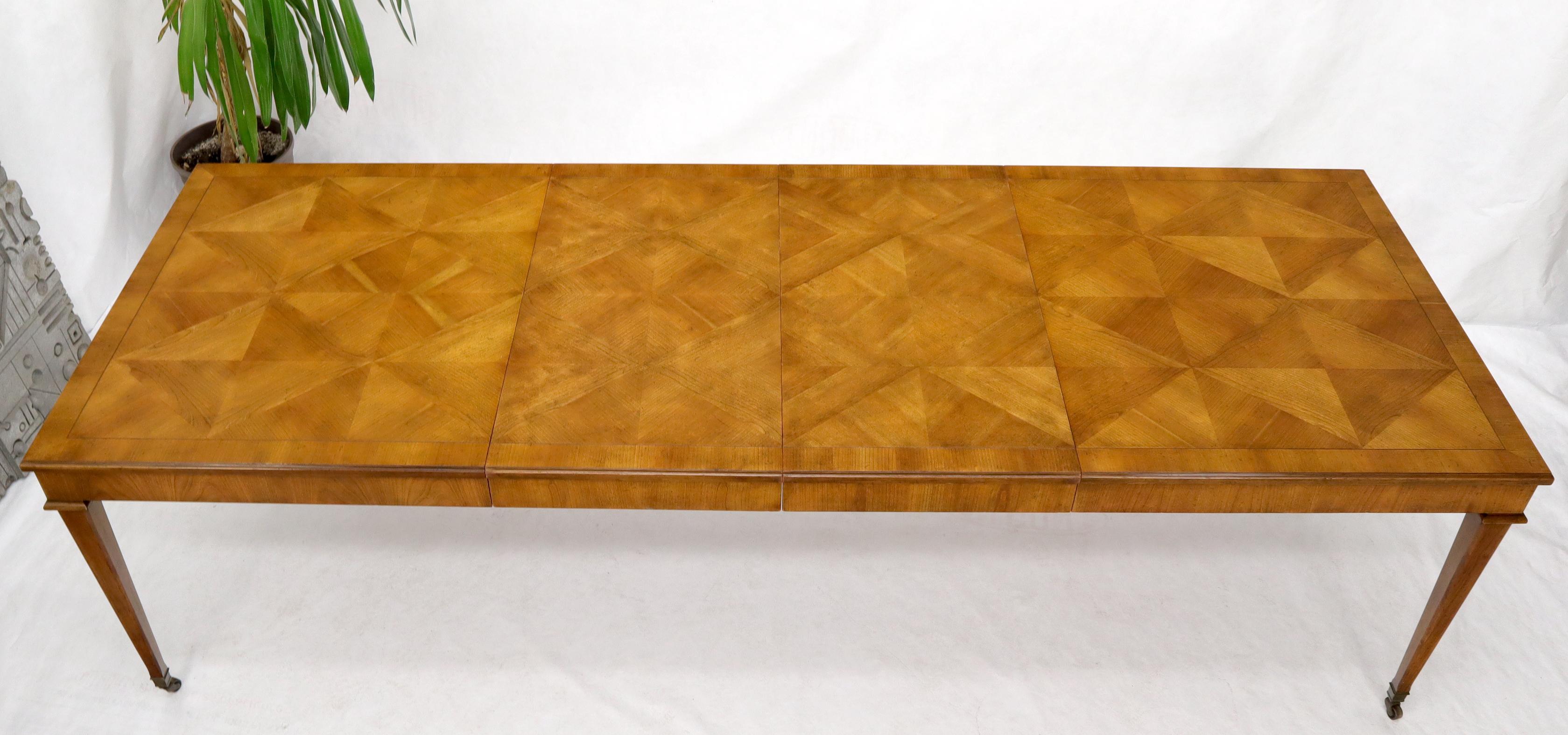 Satinwood Baker Parquet Top Rectangle Dining Table with Two Extension Leaves Boards