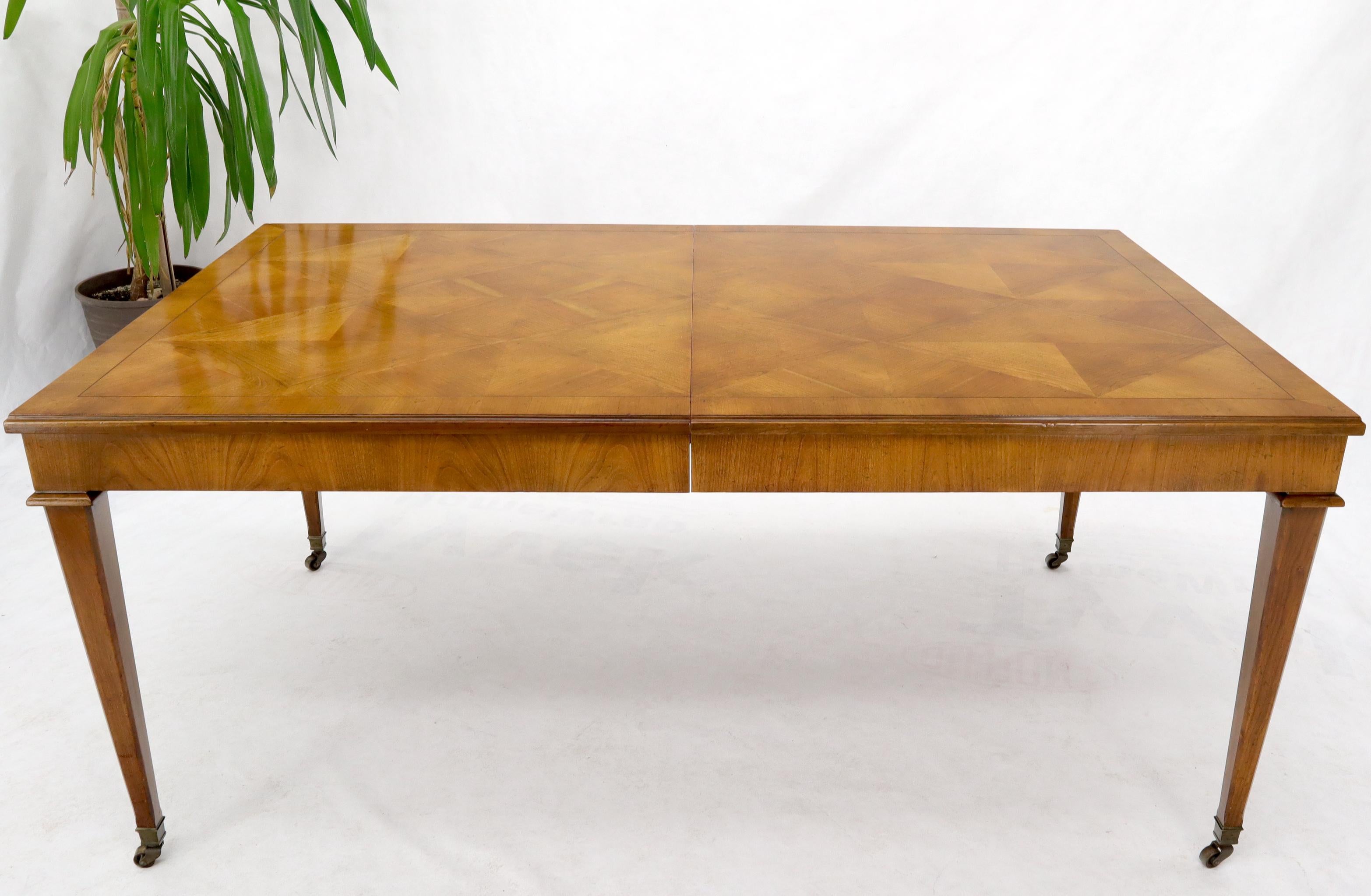 Mid-Century Modern parquet top dining table with 2 x 18
