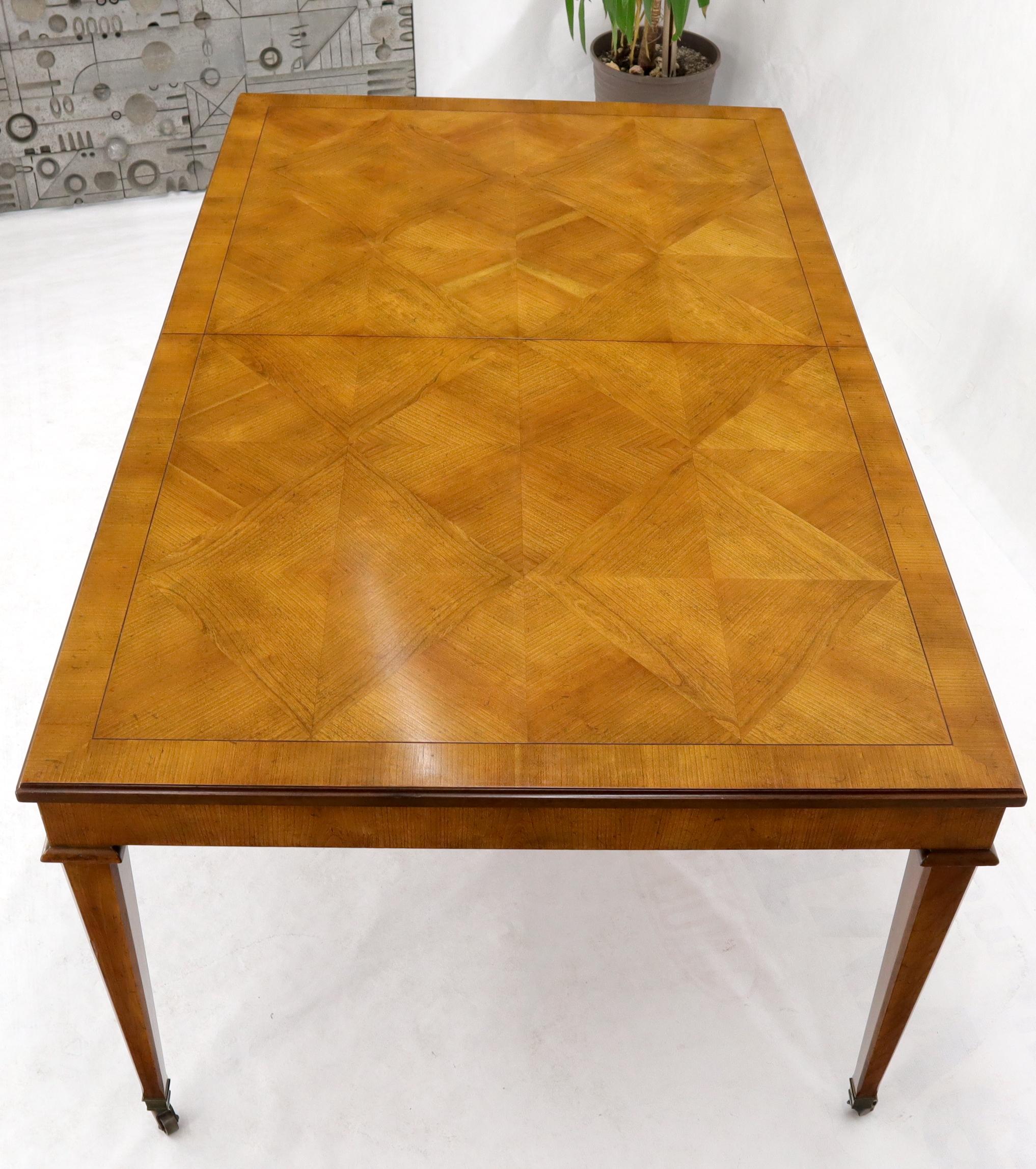 Lacquered Baker Parquet Top Rectangle Dining Table with Two Extension Leaves Boards
