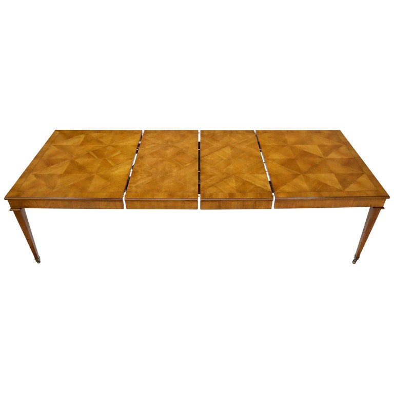 Baker Parquet Top Rectangle Dining Table with Two Extension Leaves Boards  For Sale at 1stDibs | parquet dining table, parquet top dining table