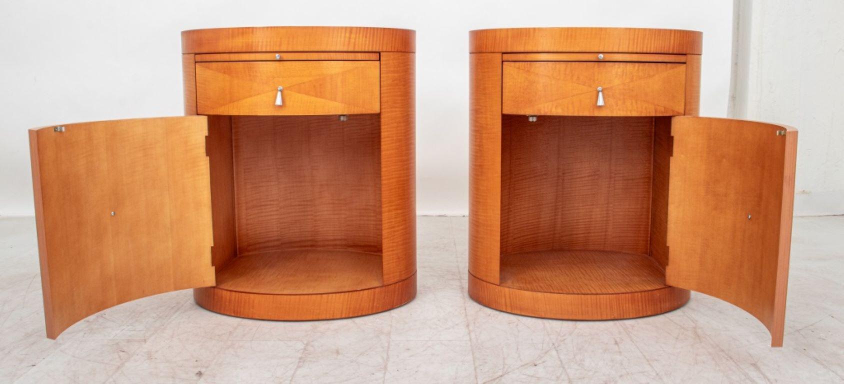 Baker Parquetry Maple Oval Side Tables, Pair, possibly lamp or beside tables.

Dealer: S138XX