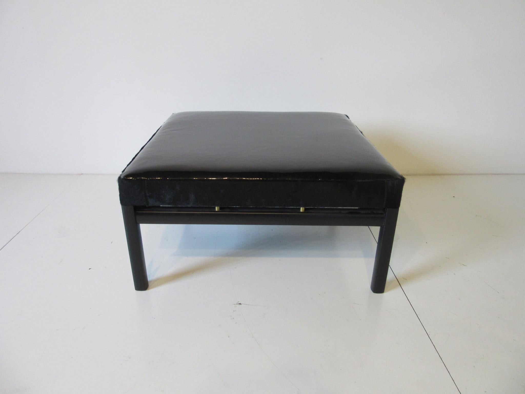 Baker Patent Leather and Pony Hide Ottoman by Micheal Taylor 1