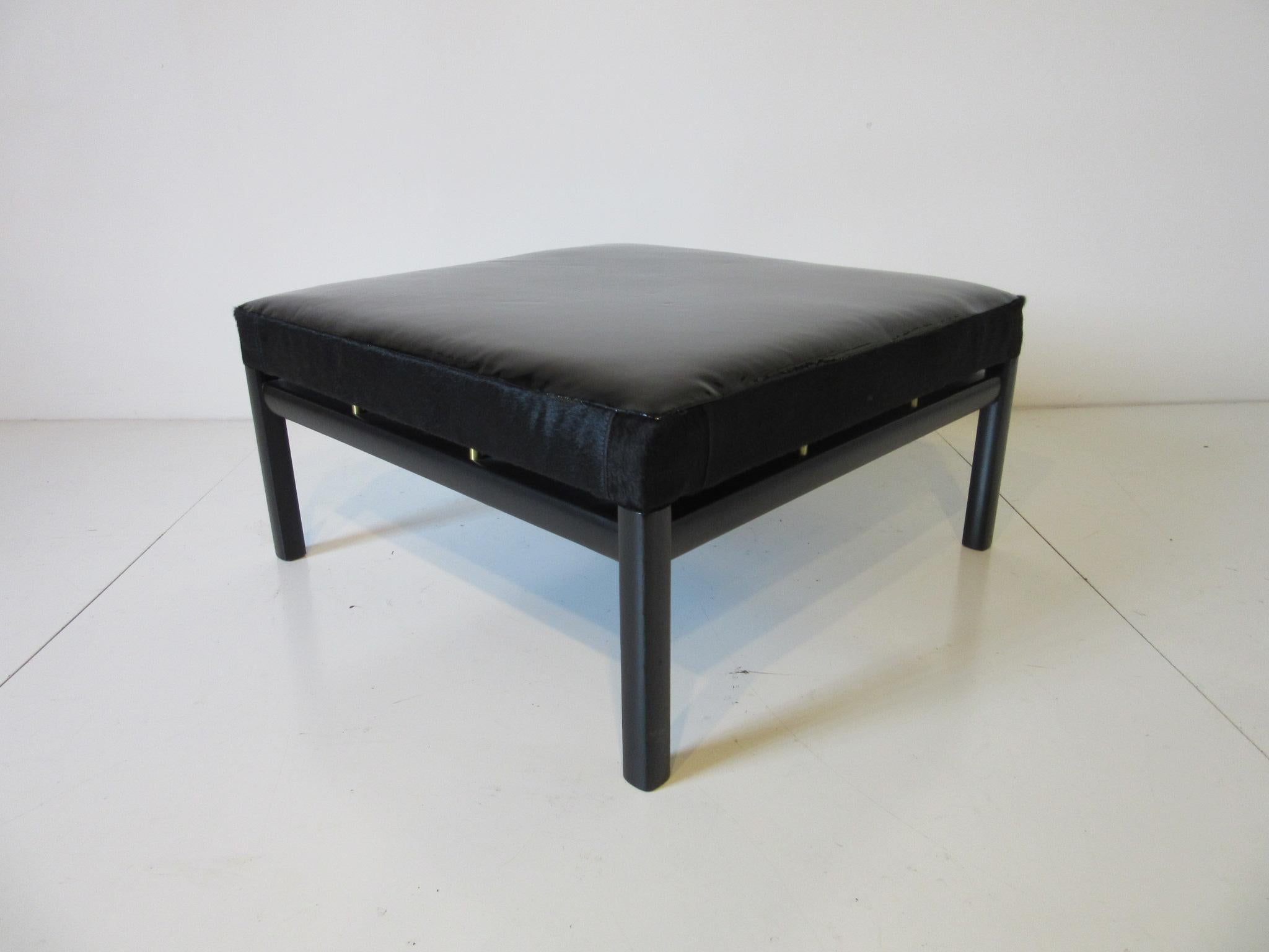 Baker Patent Leather and Pony Hide Ottoman by Micheal Taylor 2