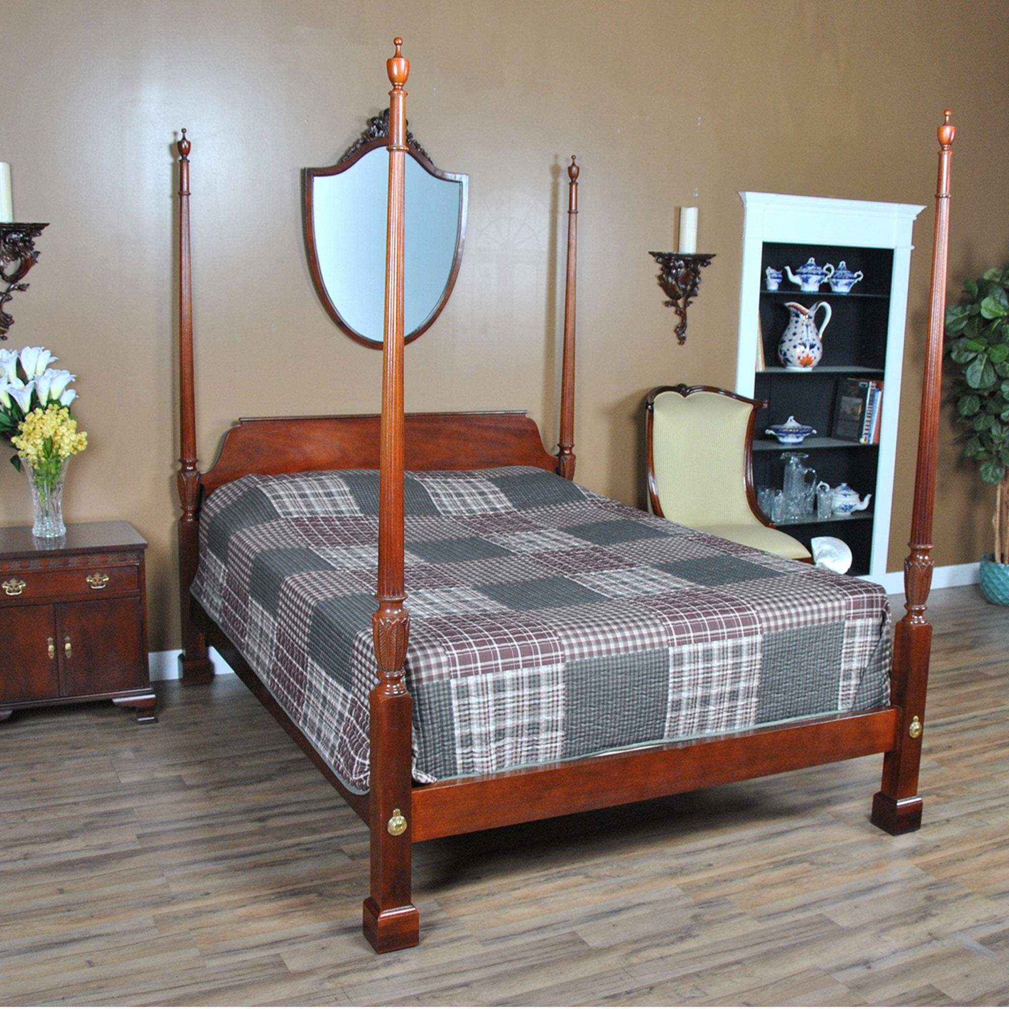 Baker Queen Size Mahogany Poster Bed 3
