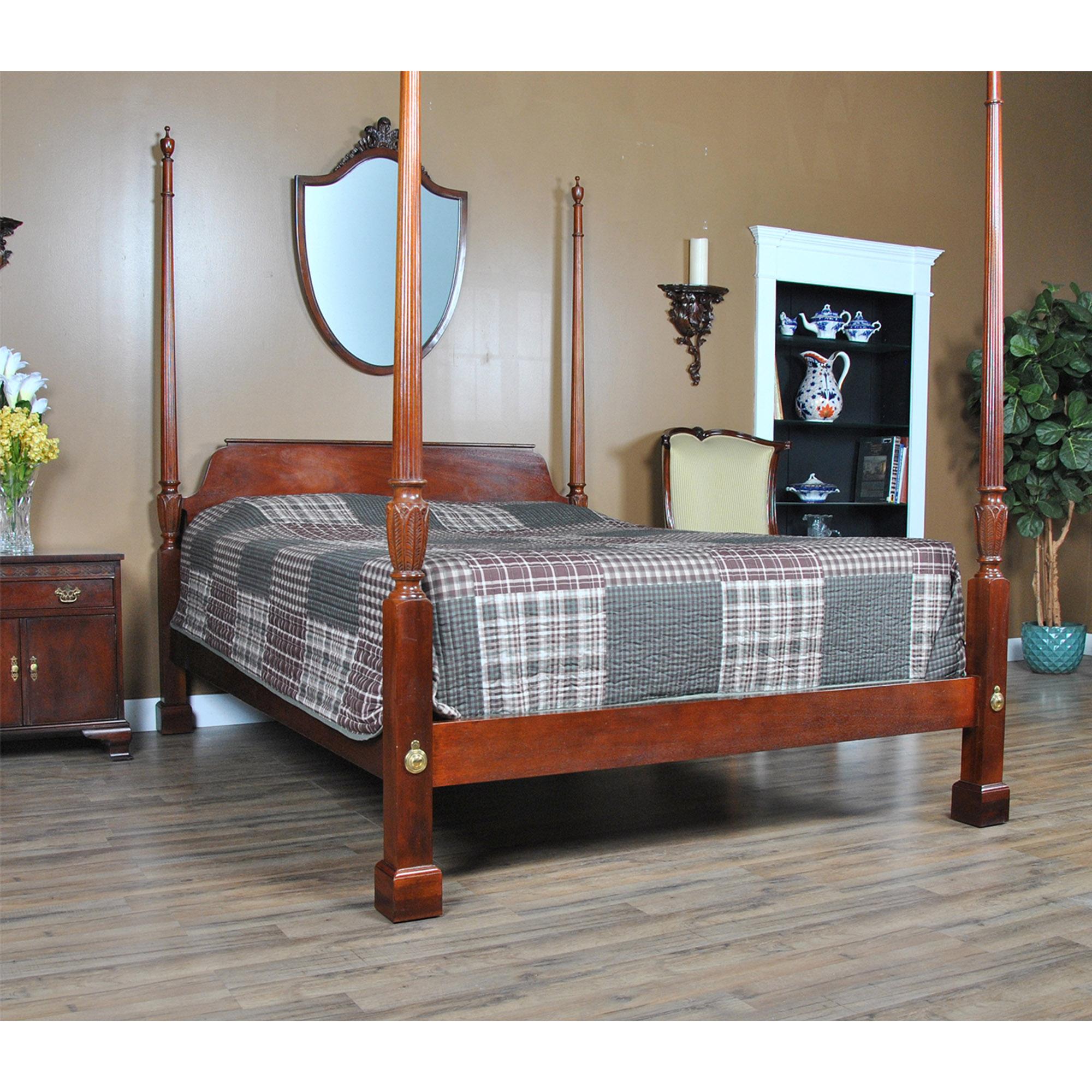 Baker Queen Size Mahogany Poster Bed 4