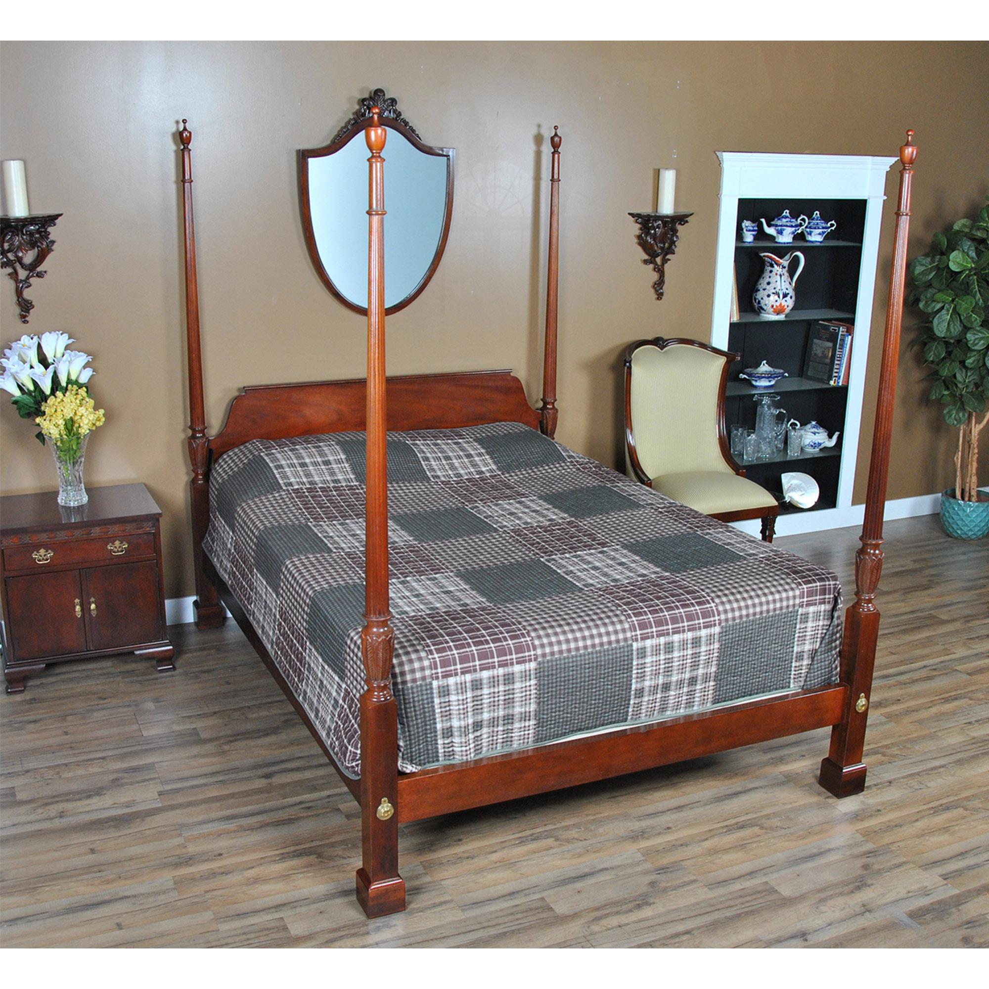 Baker Queen Size Mahogany Poster Bed 5