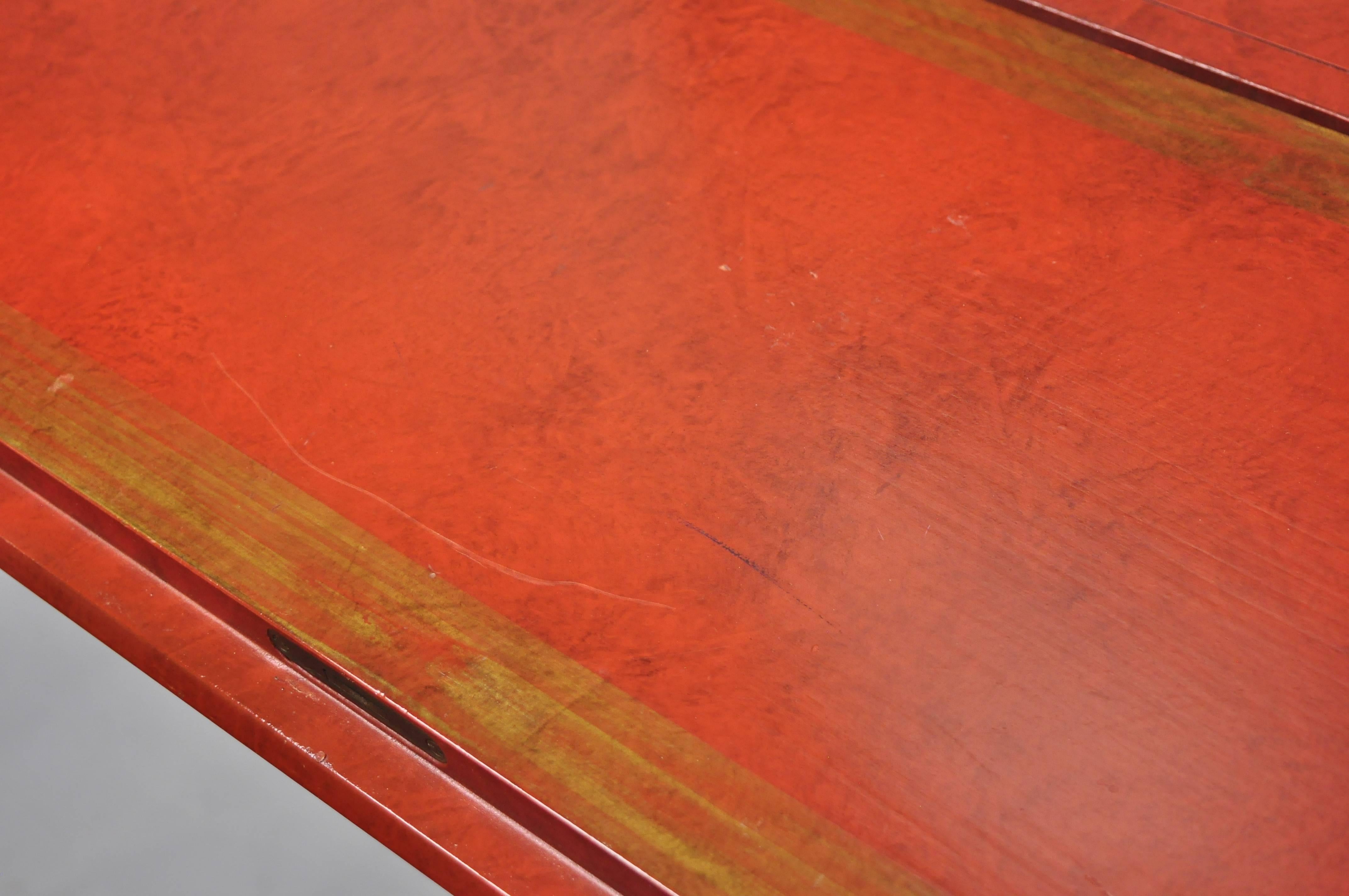 Baker Red Chinoiserie Japanned 1593 Venetian Secretary Desk Collectors Edition 2